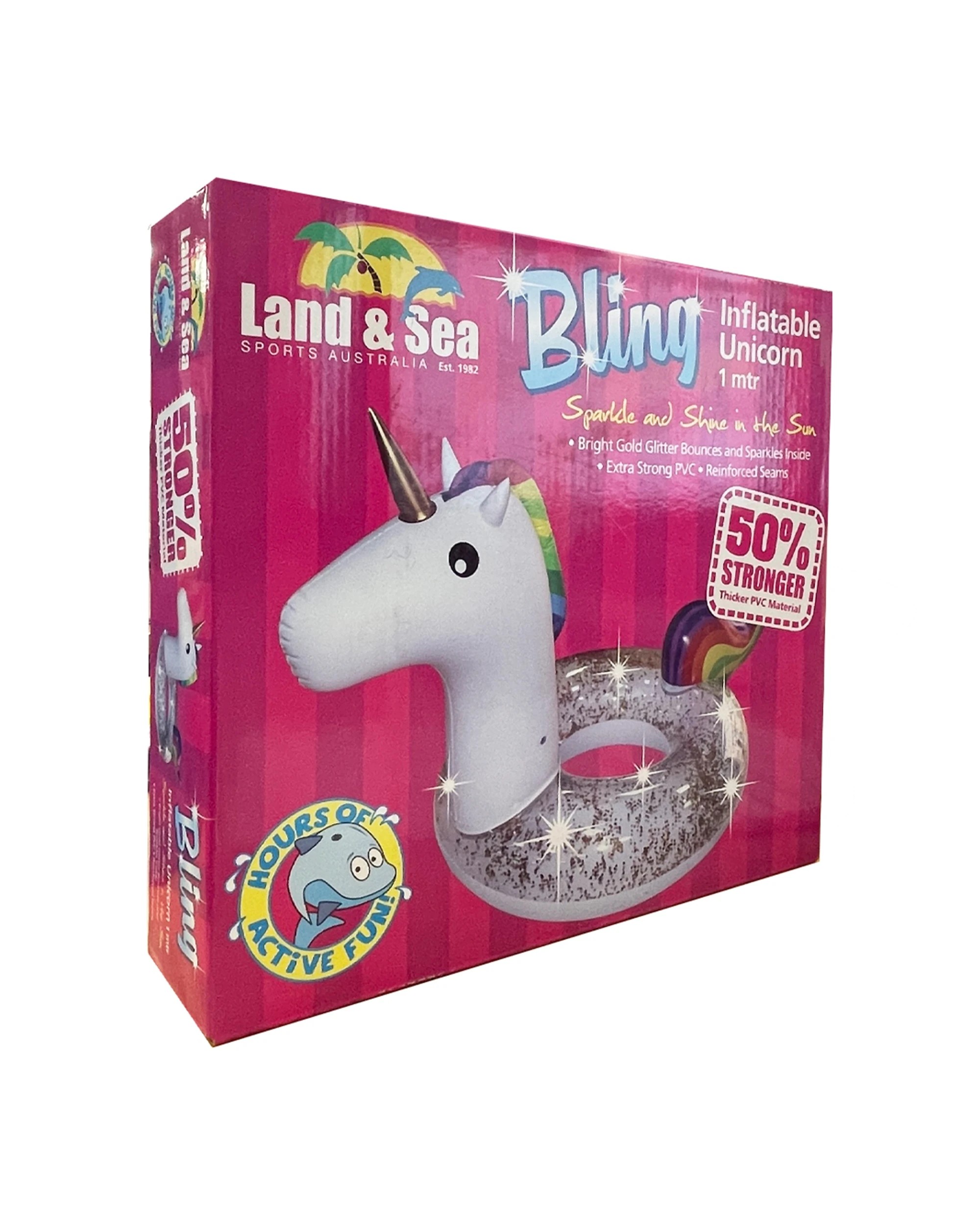 1 Land & Sea Bling Unicorn Ring Inflatable - Gold, 1 of 3