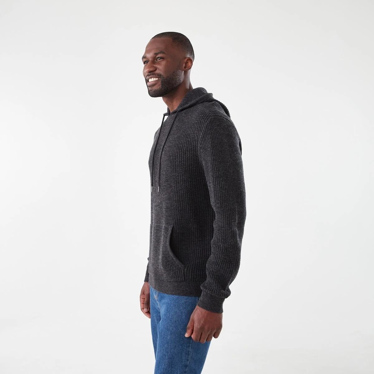 2 Hooded Knit Pullover Blk Marle, 2 of 6