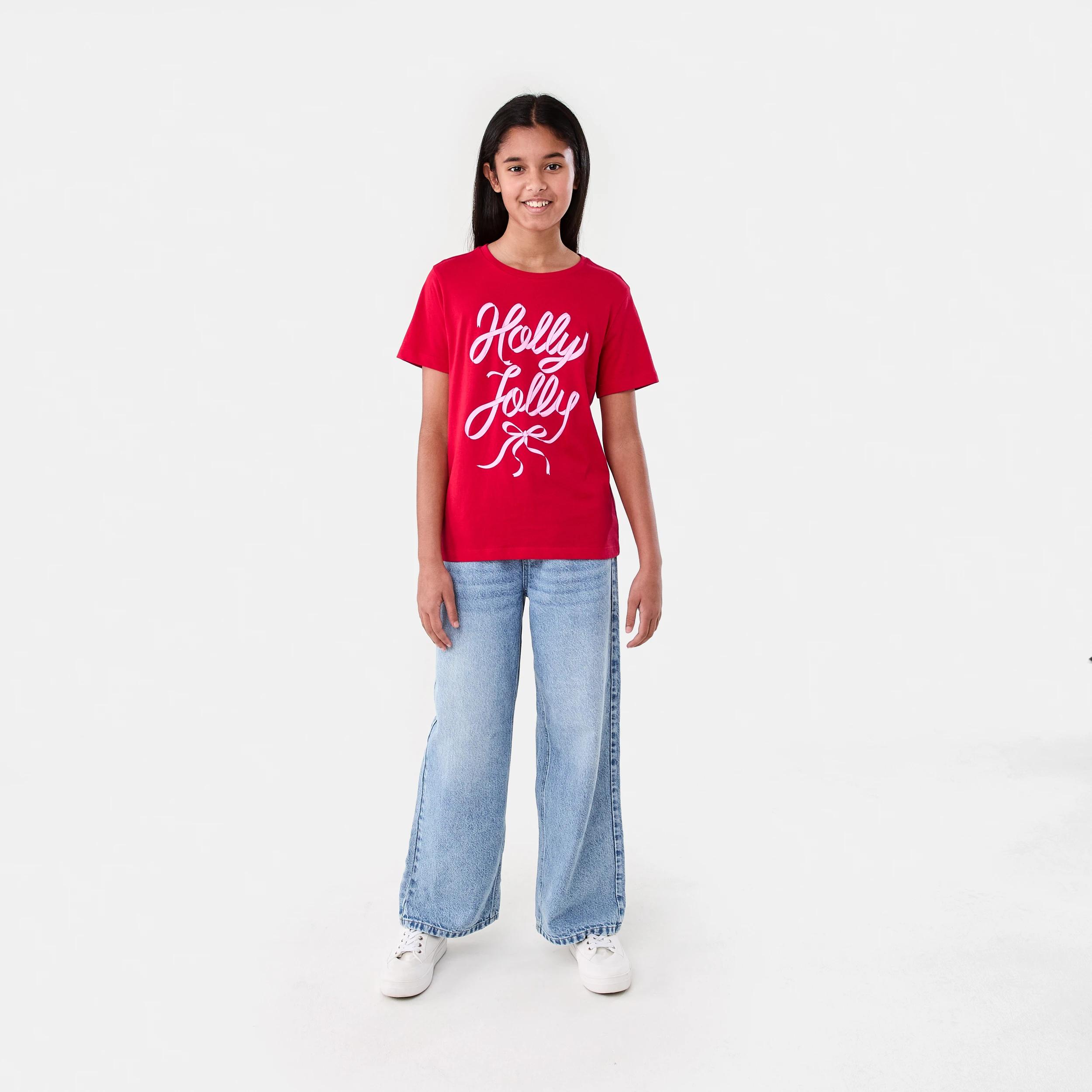 5 Christmas Print T-shirt Red Typo, 5 of 6