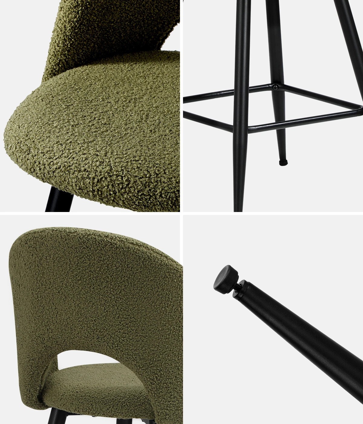 4 Oikiture 2x Bar Stools Kitchen Counter Stool Dining Chairs Boucle Horn
 - Green, 4 of 10