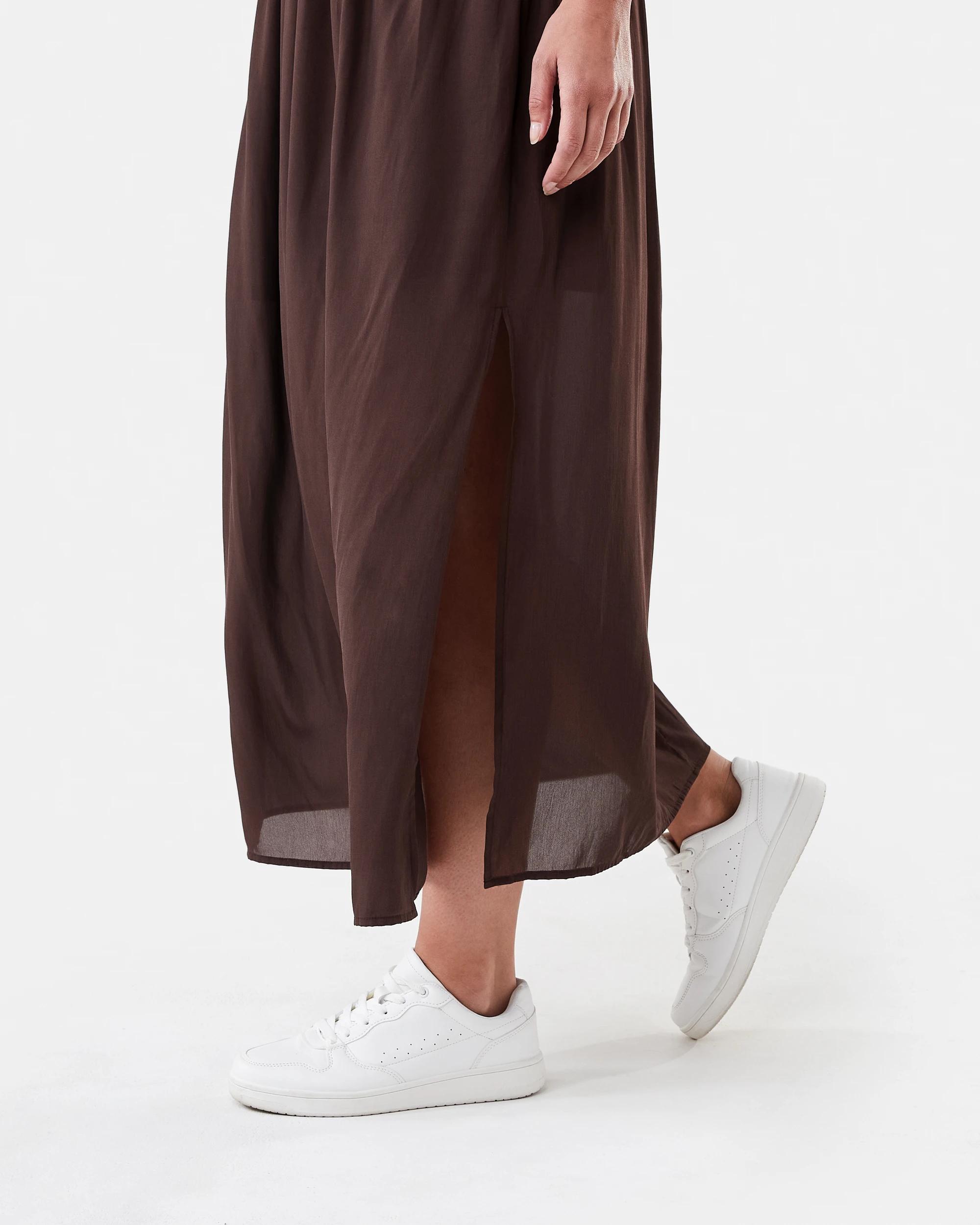 6 Sheer Flowy Maxi Skirt Melt Brown, 6 of 6
