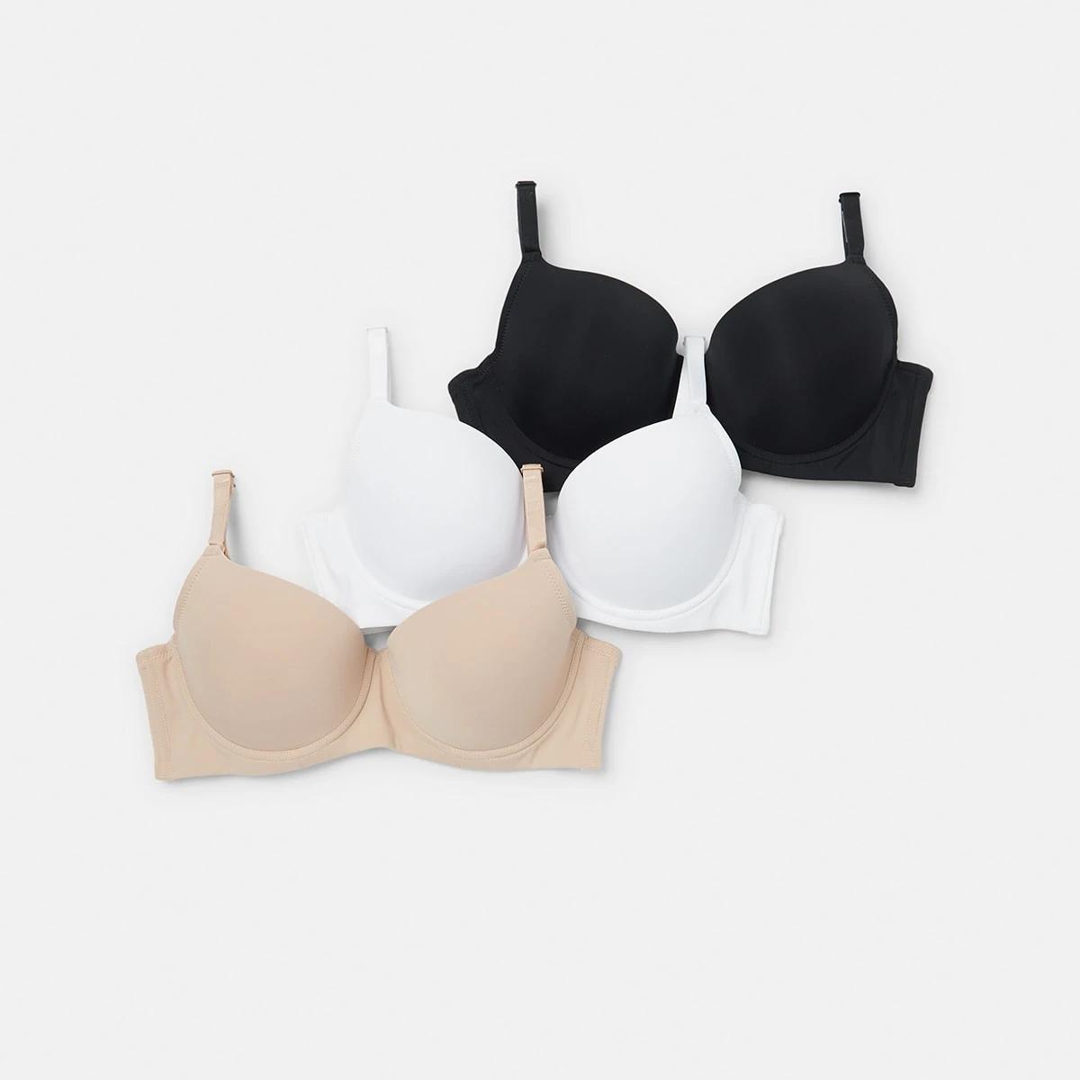 1 3 Pack Full Coverage T-shirt Bra ALMOND, WHITE, BLACK, 1 of 9