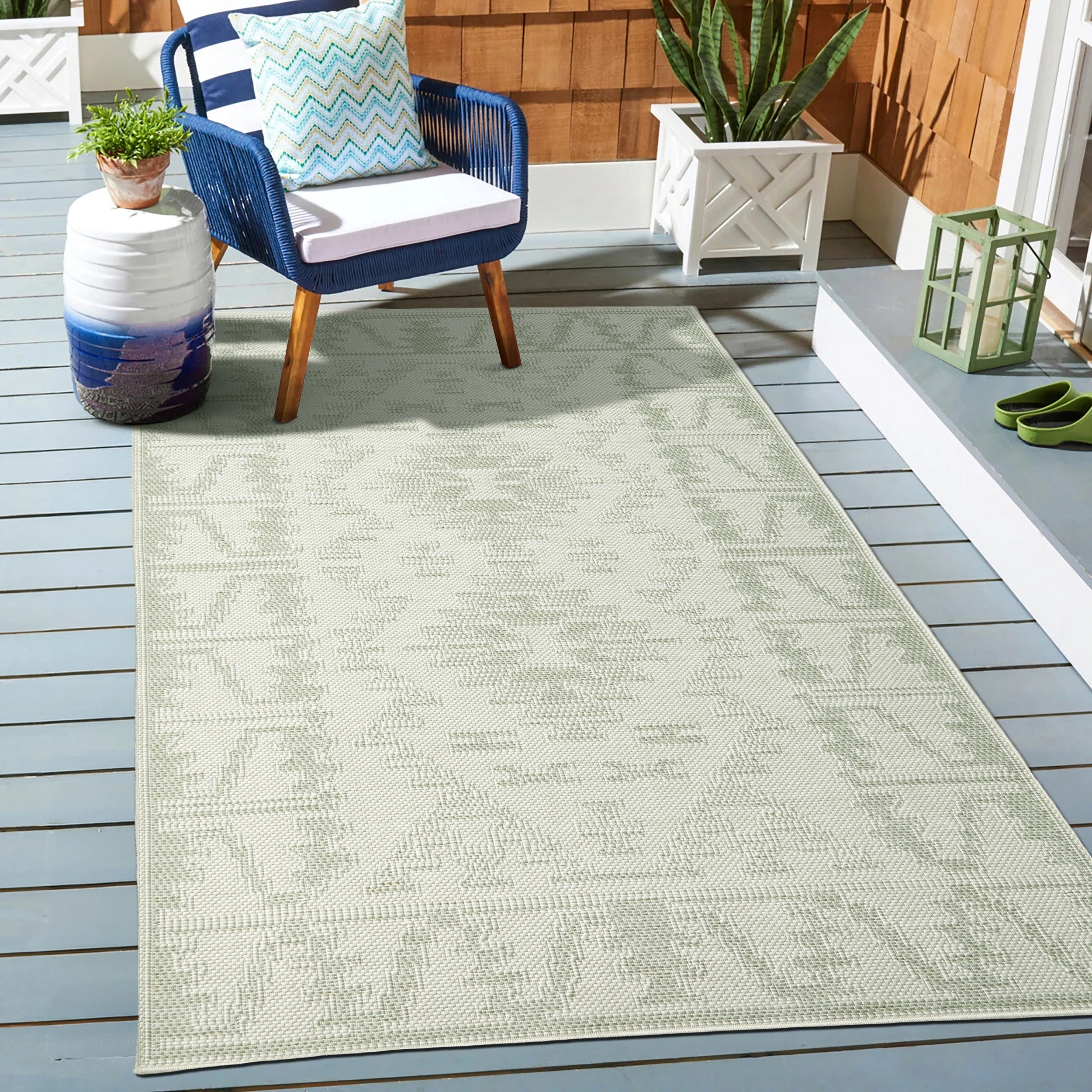 1 Common Ground Rugs Palmline Kuza Outdoor 380x280cm - Extra Large Pet Friendly Floor Rug - Green, 1 of 7