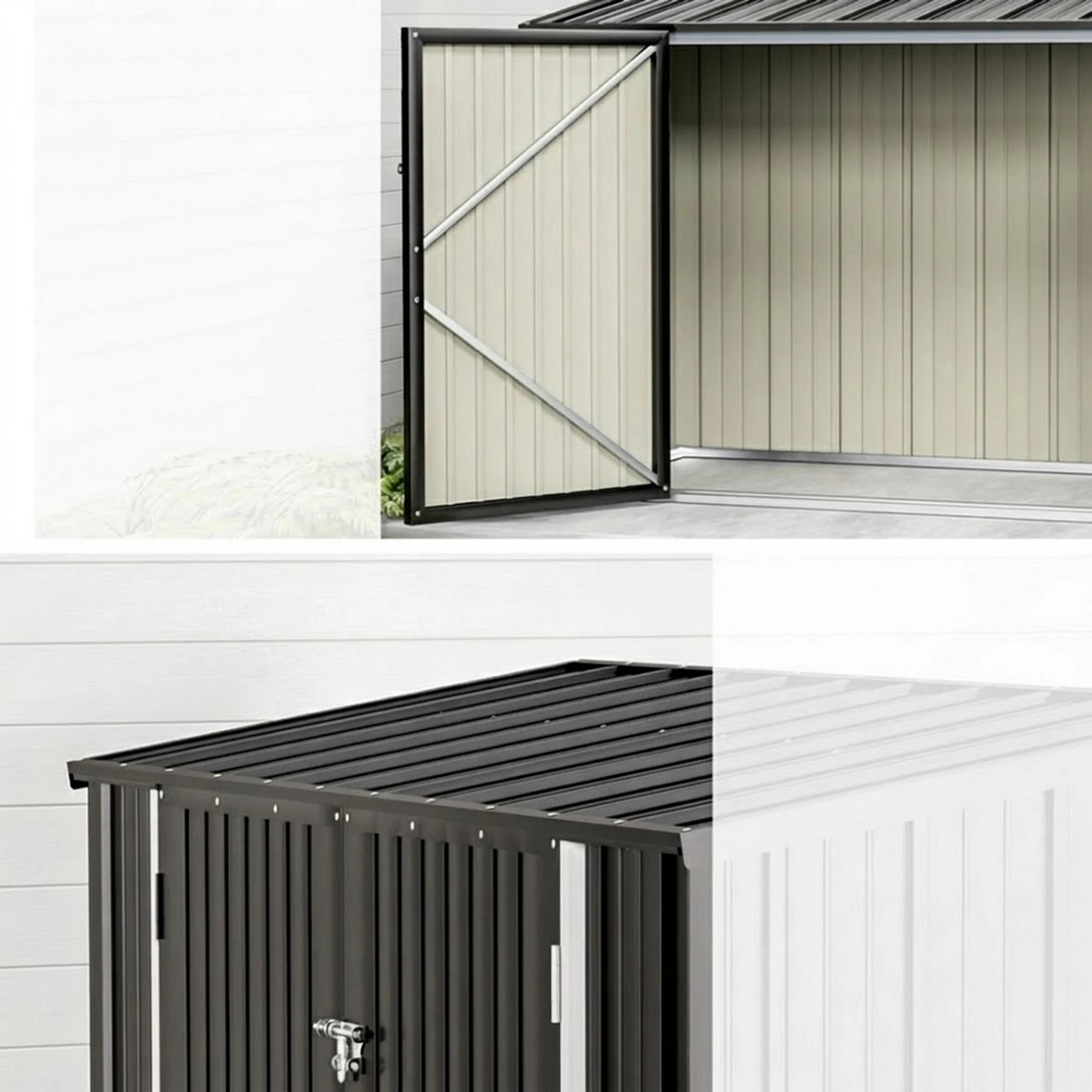 6 Giantz Garden Shed Bike Sheds Outdoor Storage Tool Workshop House Shelter Double Door - Black, 6 of 7