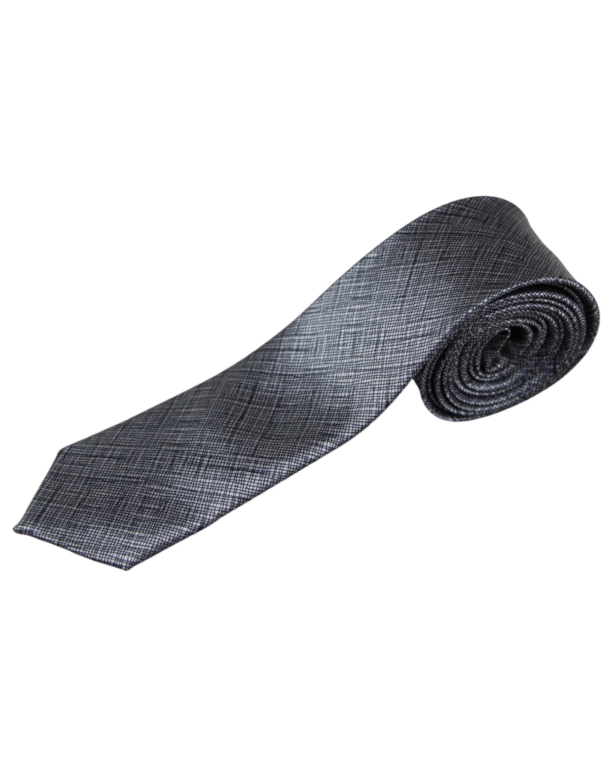 1 Zasel Mens Black & Silver Line 5cm Skinny Neck Tie - Multi, 1 of 3