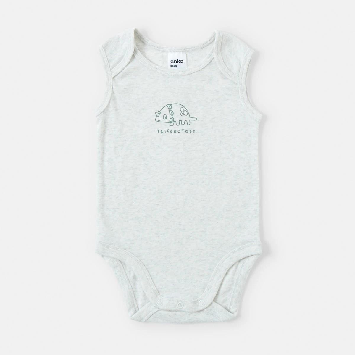 3 5 Pack Sleeveless Bodysuits Dino, 3 of 10