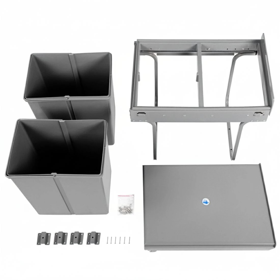 6 Cefito Pull Out Bin Kitchen Double Basket 2X20L - Grey, 6 of 6