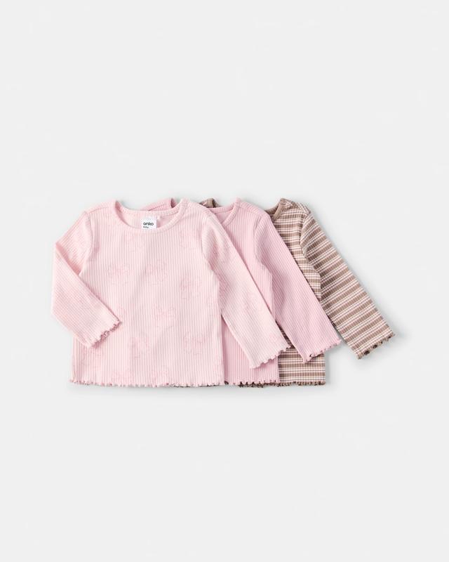 3 Pack Cotton Long Sleeve Ribbed T-s