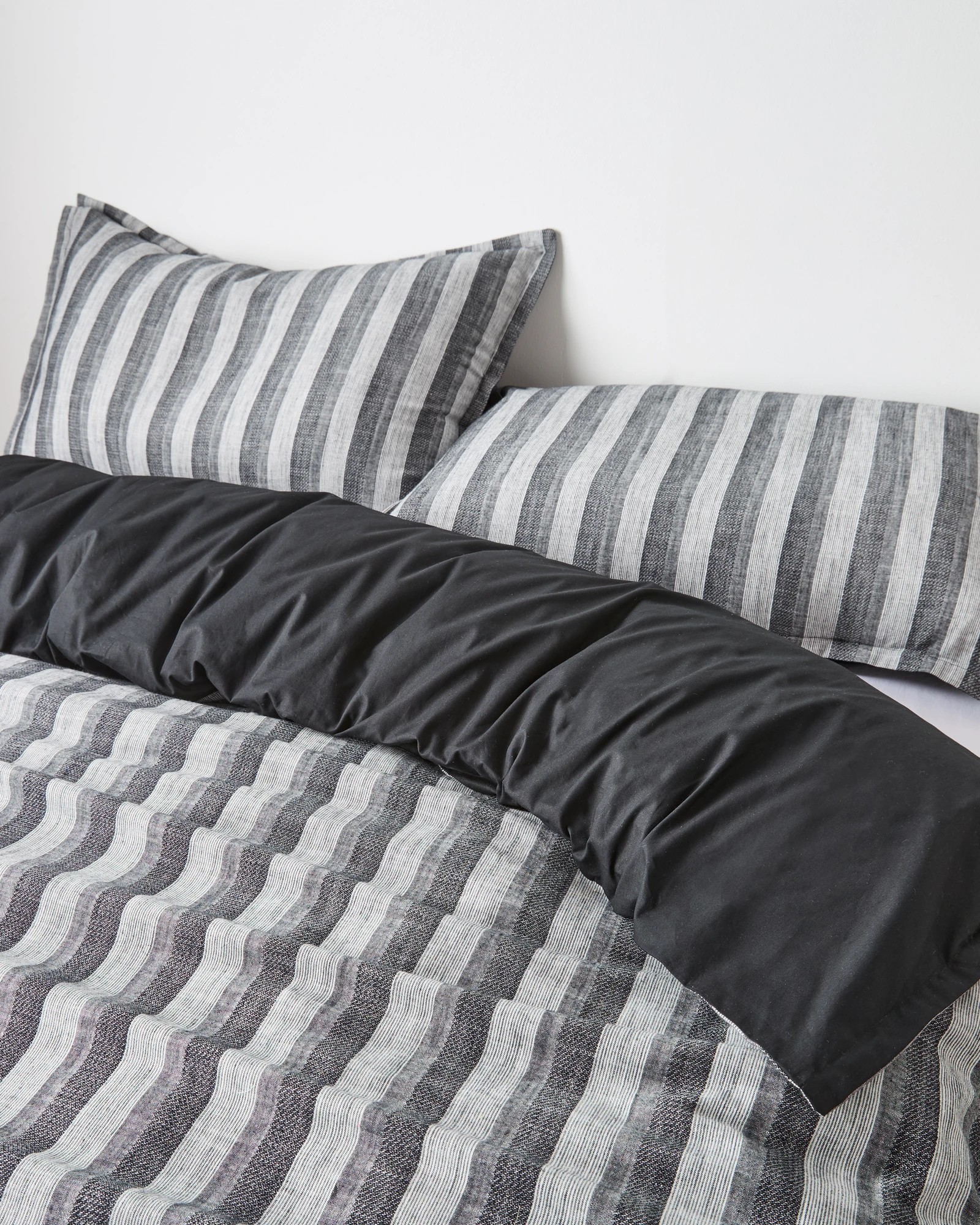 2 Target Cavill Slub Stripe Textured Quilt Cover Set
 - King Bed
 - Black, 2 of 3