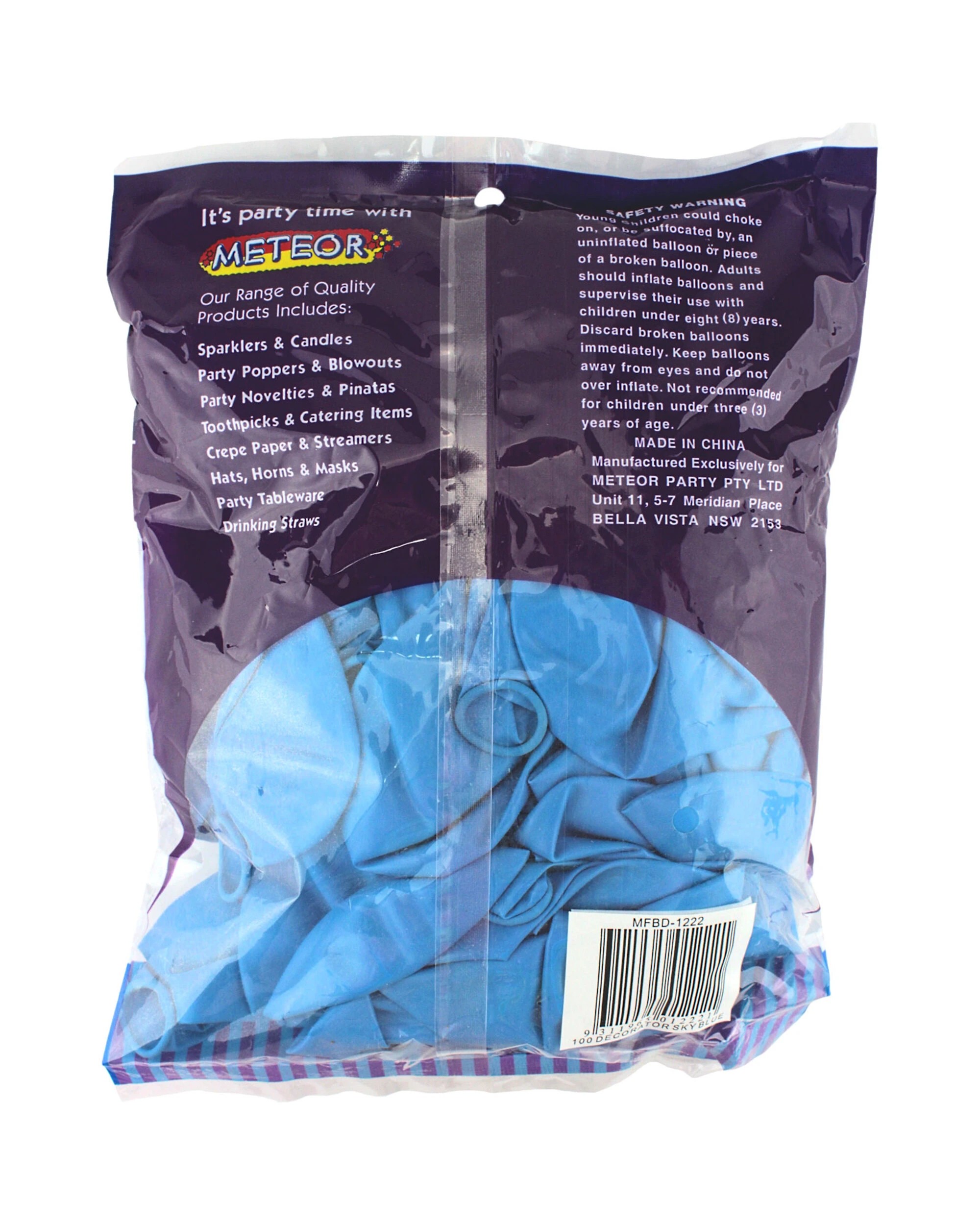 3 Unique Light Blue Balloons 30cm Round Pack of 100 - Light Blue, 3 of 3