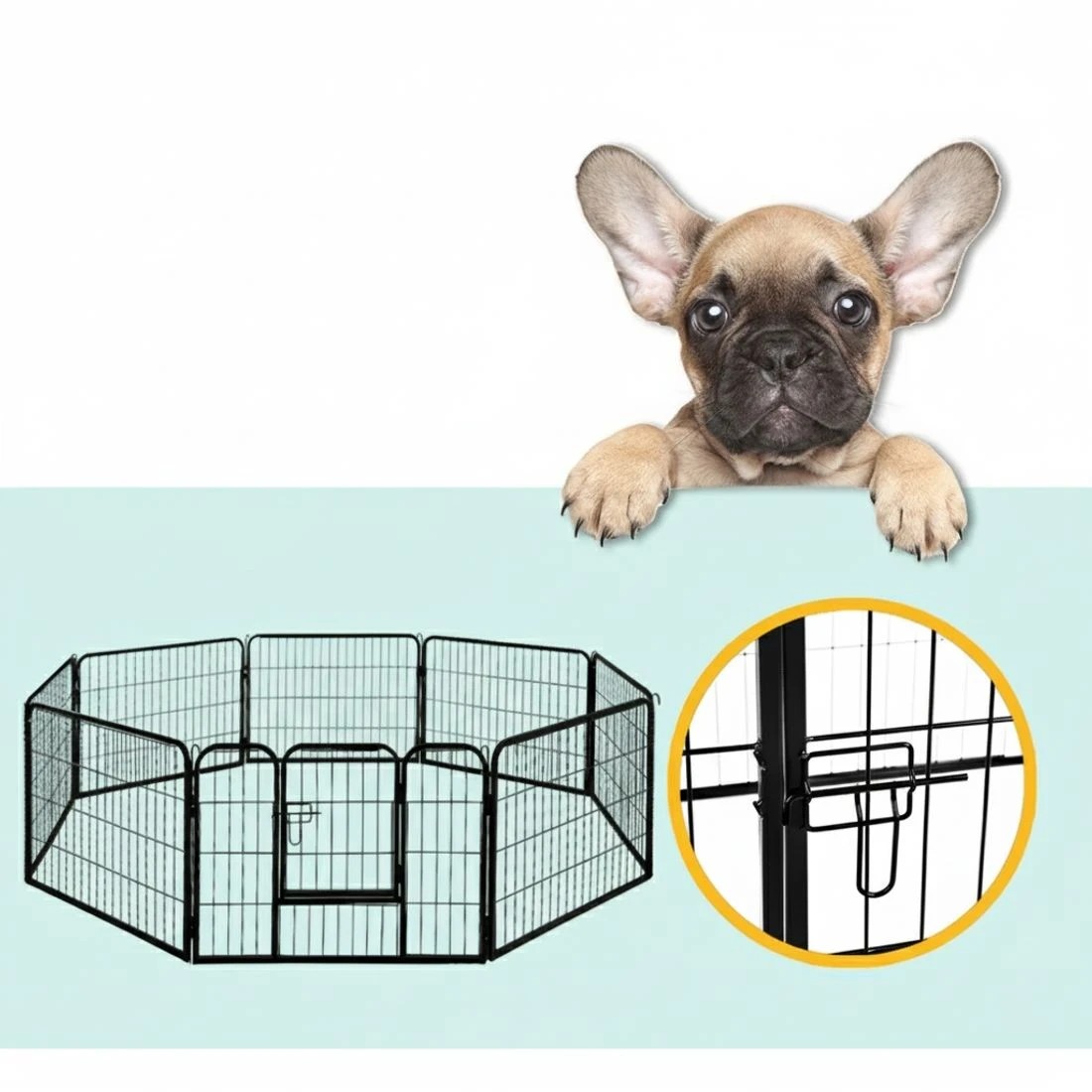 3 i.Pet 24" 8 Panel Dog Playpen Pet Exercise Cage Enclosure Fence Play Pen - Black, 3 of 5