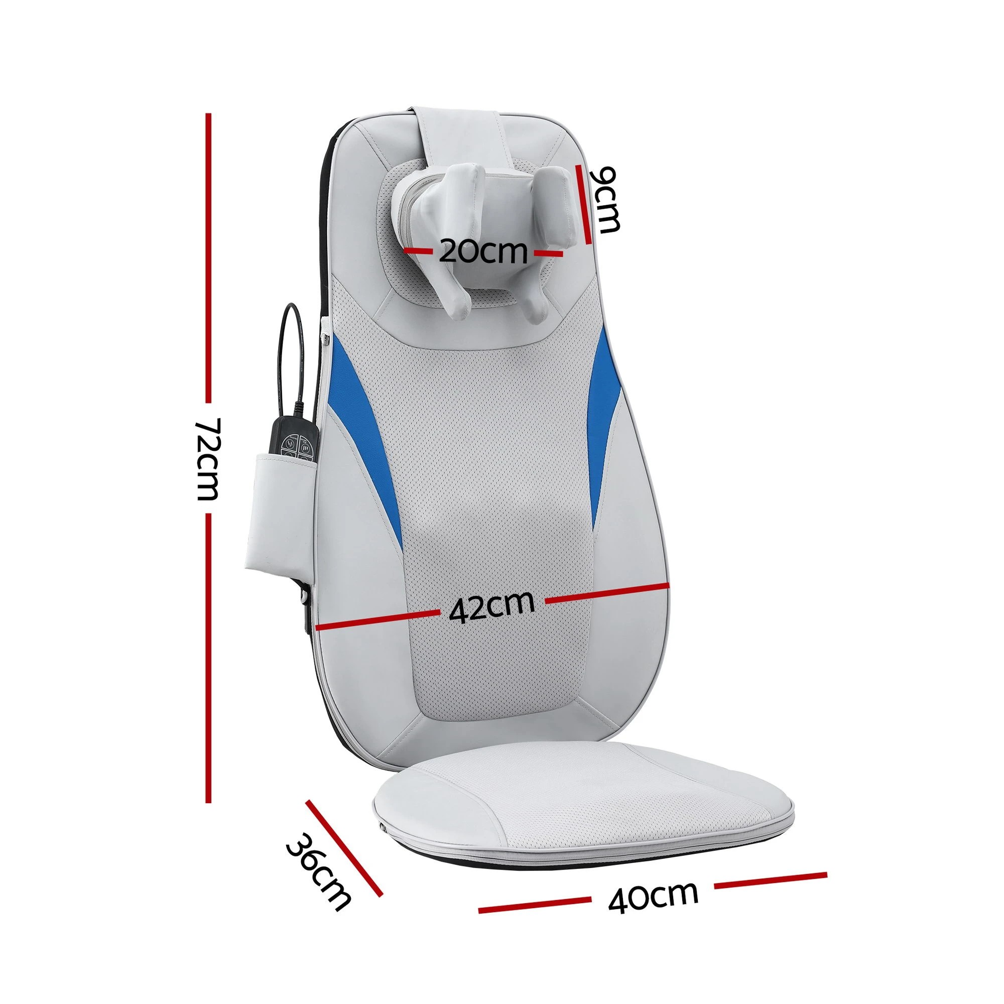 2 Livemor Full Back Massage Cushion 3D Kneading Heating Massage Seats - Grey, 2 of 4