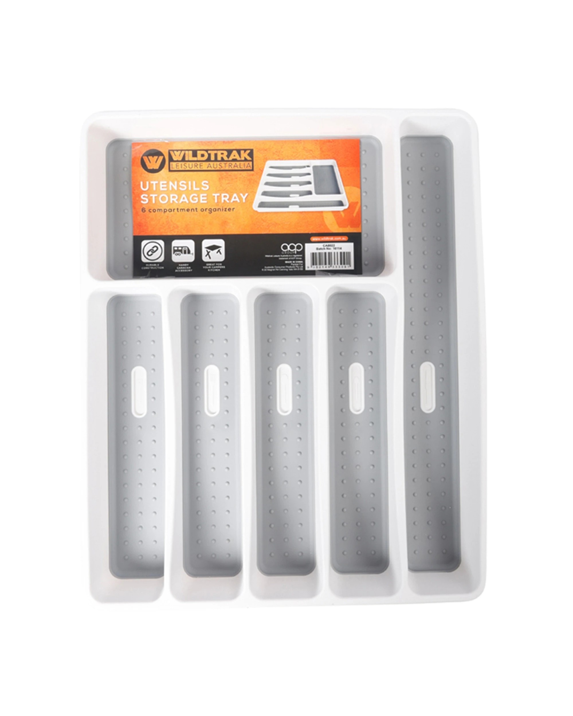 2 Wildtrak 6-Part Non-Slip Utensil Storage Tray For Caravan And Camping Use 2 Pack - Black, 2 of 3