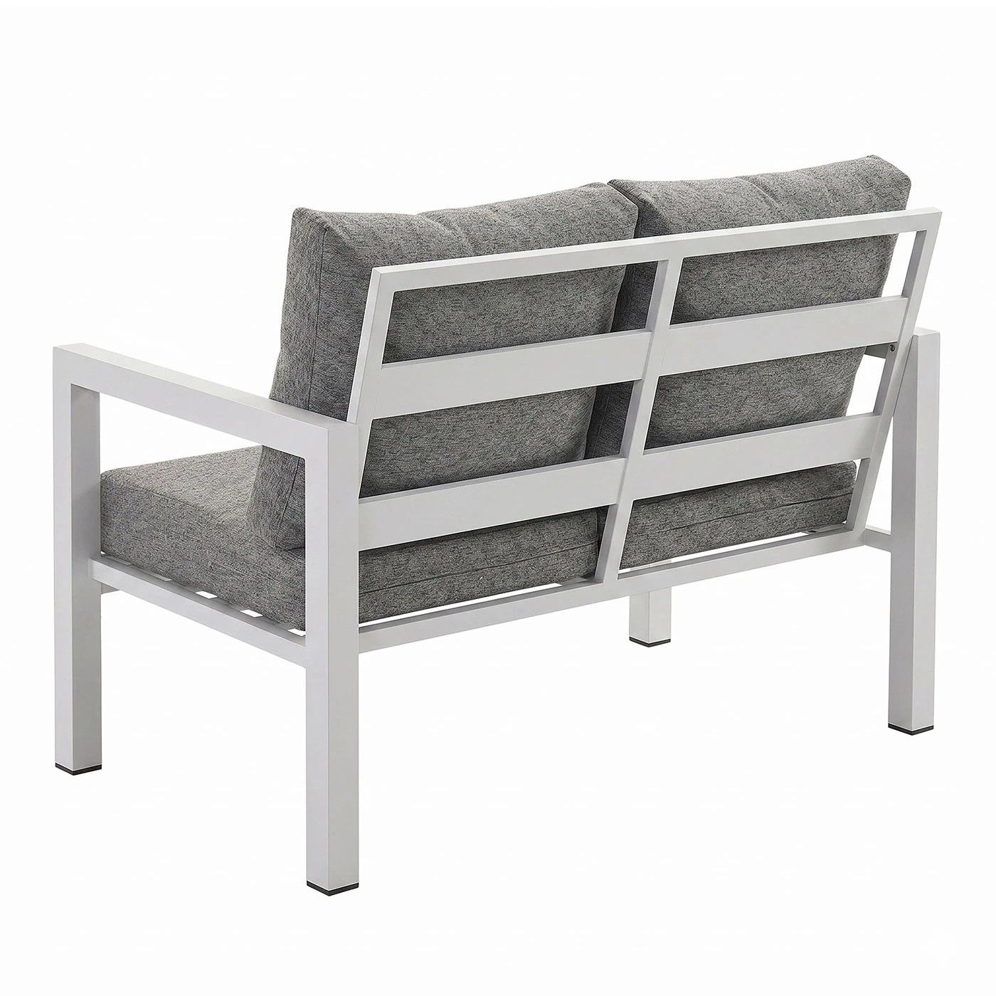 7 Moda Living Manly 4 Seater White Aluminium Sofa Lounge Set - Textured Grey Cushions - White, 7 of 10
