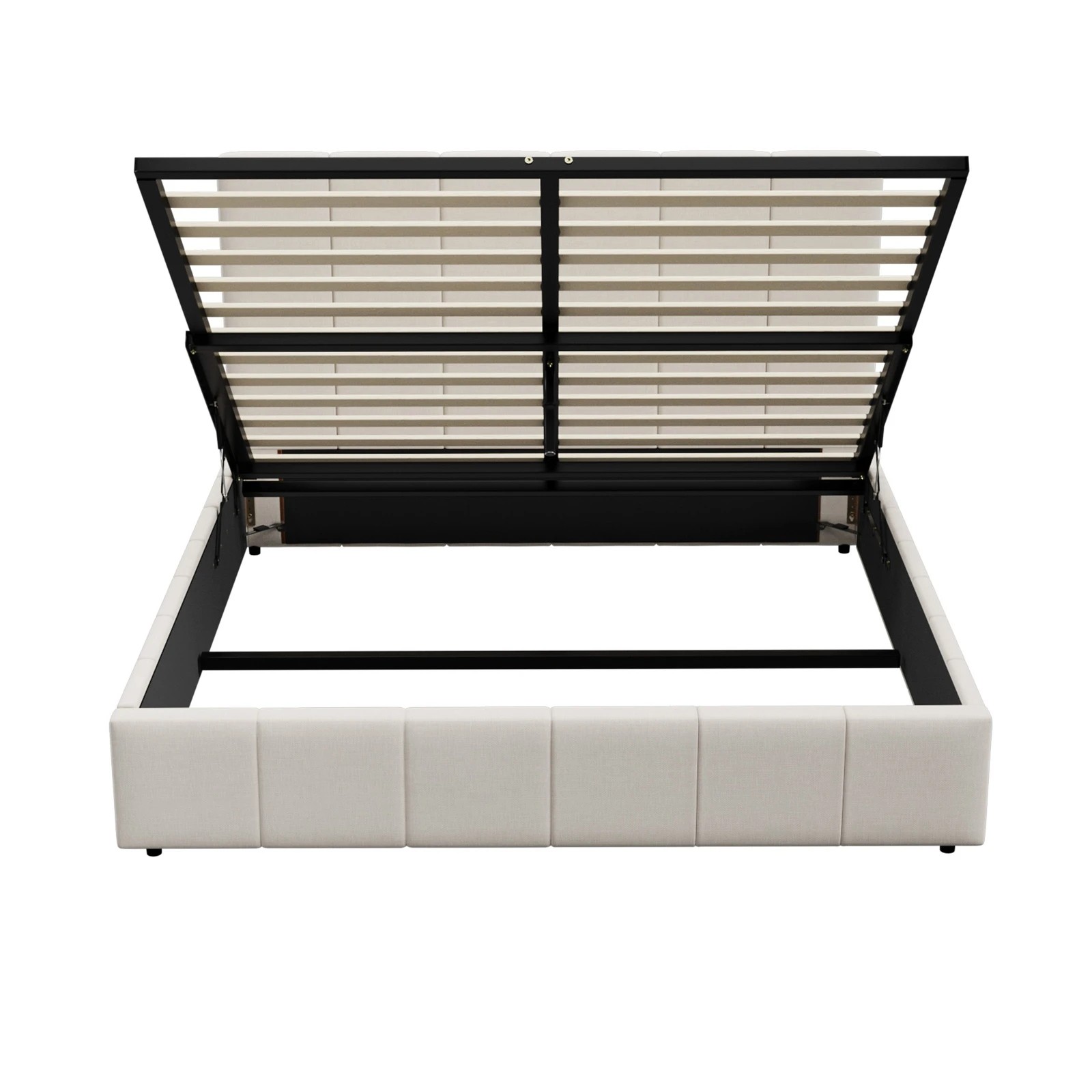 8 Oikiture Queen Bed Gas Lift Base With Storage Bed Frame
 - Beige, 8 of 10