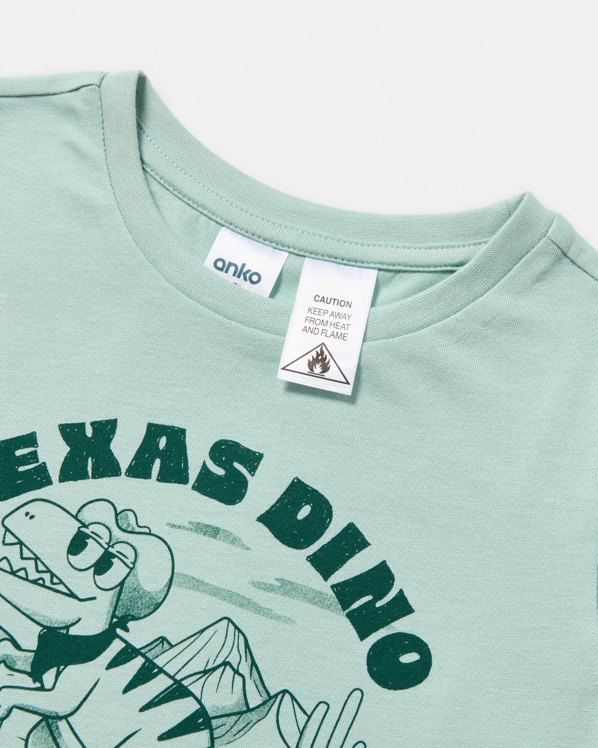 6 Knit Pyjama Set Grn Dino, 6 of 7