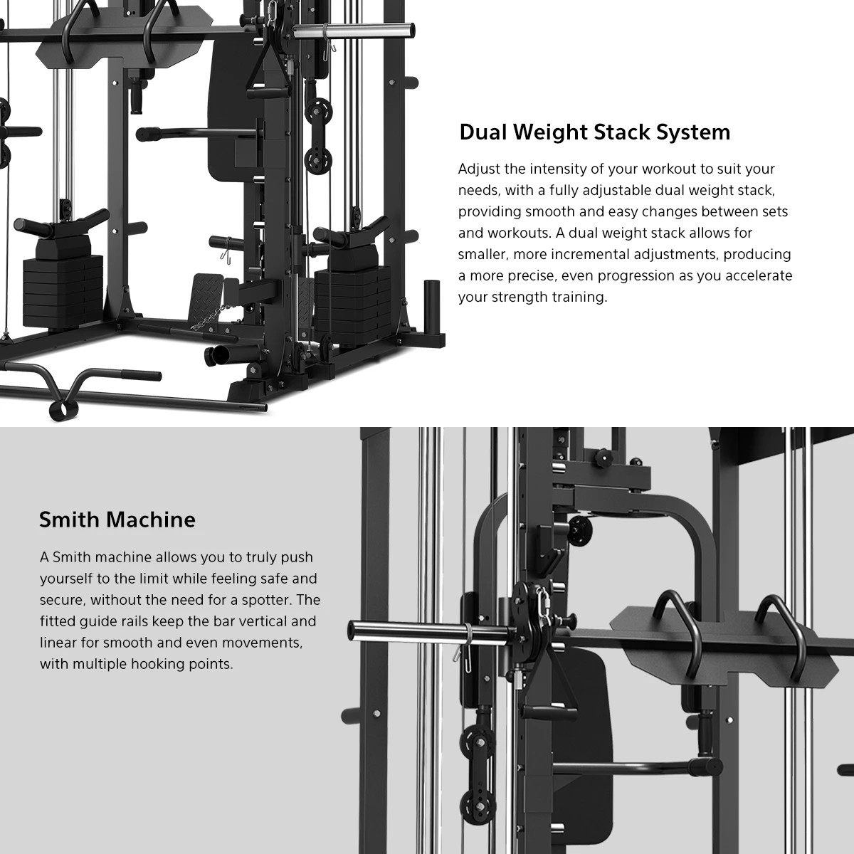 5 LSG GRK200 Home Gym Station, Power Rack, Smith Machine and Cable Crossover + 90kg Olympic Barbell & Bumper Plate Set, 5 of 10