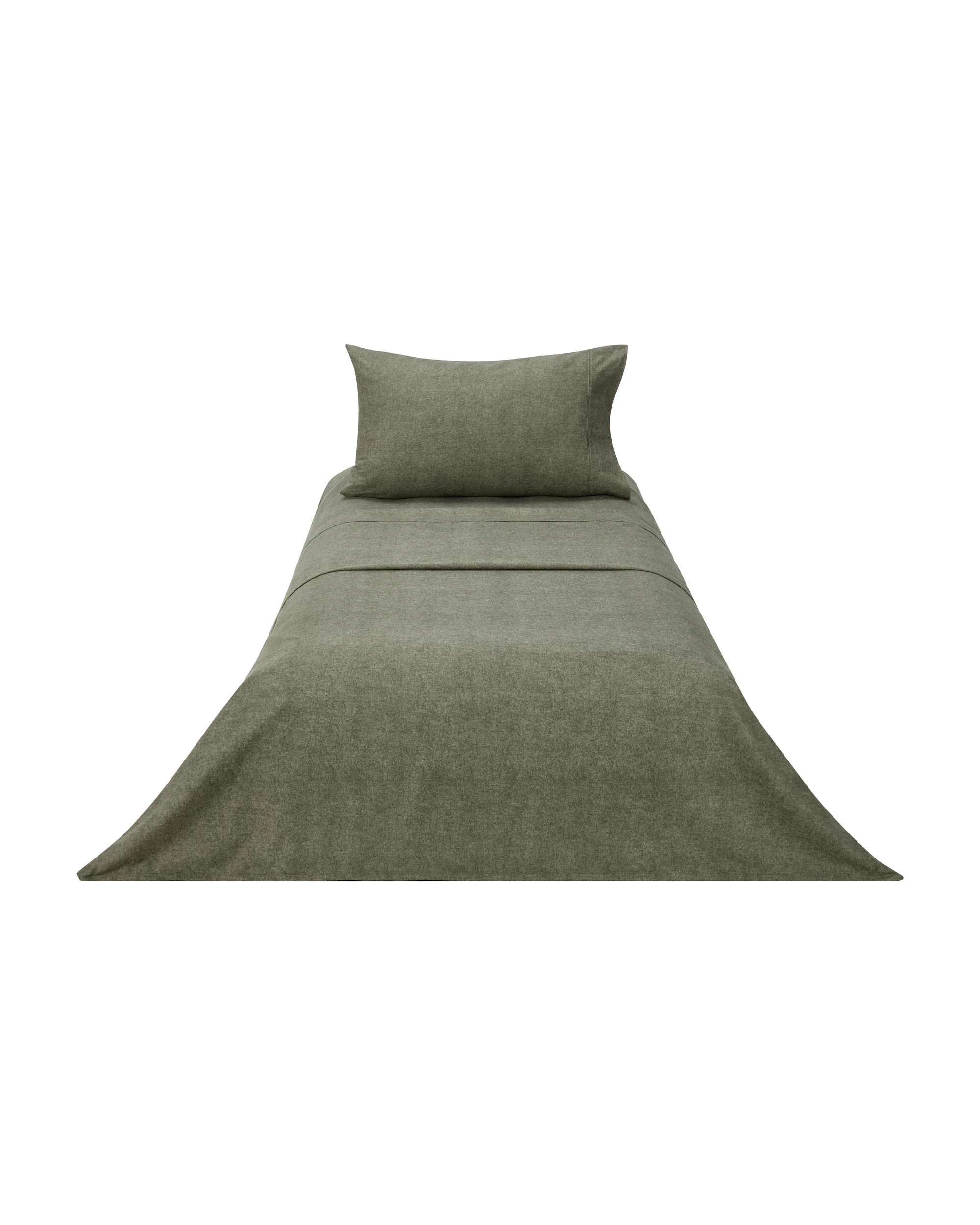 6 Marle Cotton Flannelette Sheet Set - Single Bed, Green, 6 of 7