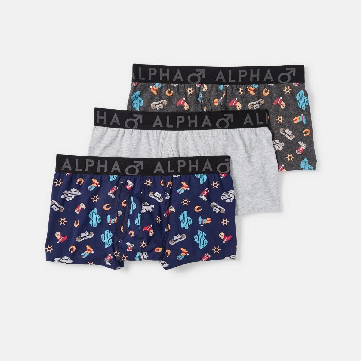 1 3 Pack Fly Front Print Trunks Yee Haw, 1 of 8