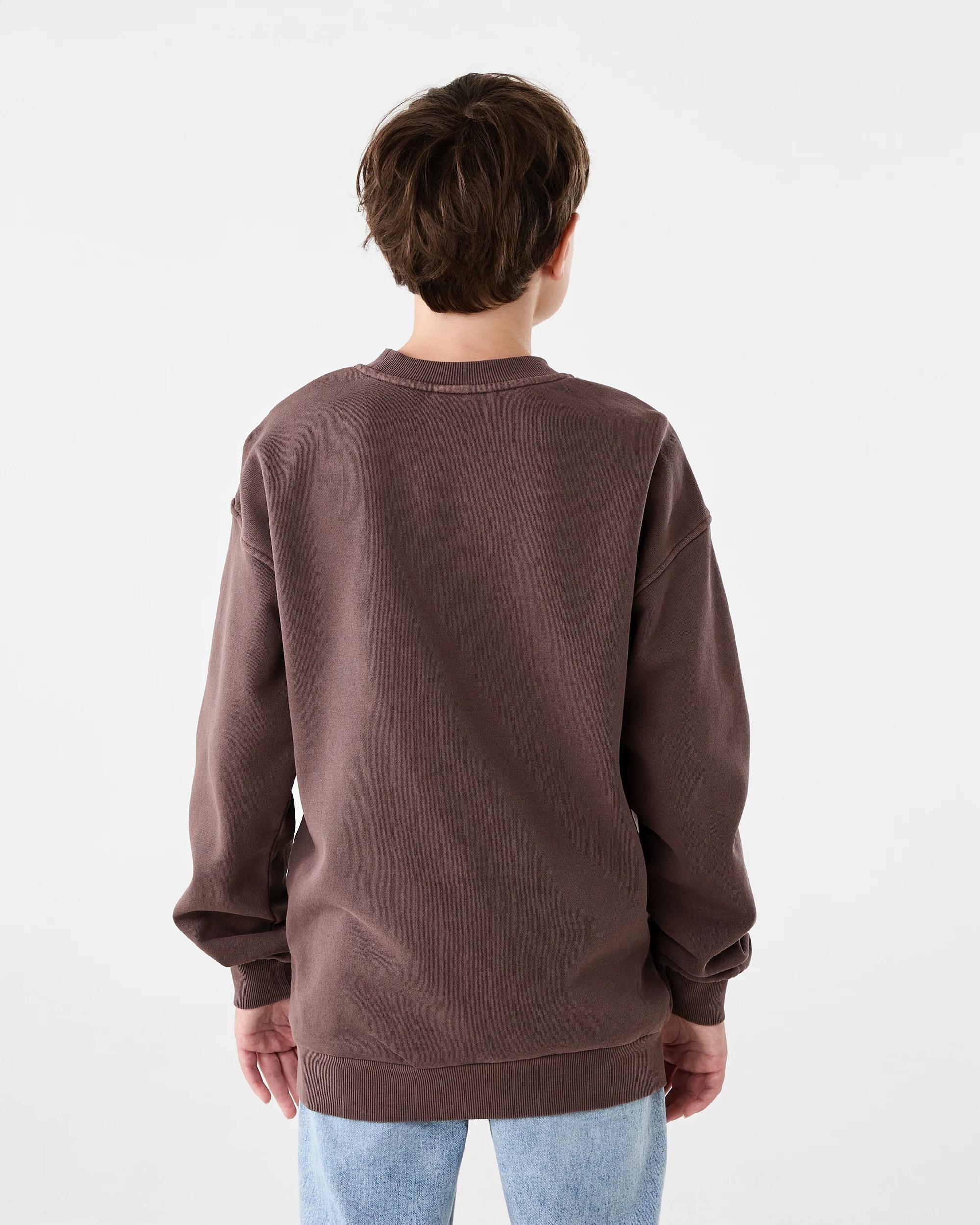 2 Oversized Plain Washed Crew Neck Sweatshirt Fossil Brn, 2 of 7