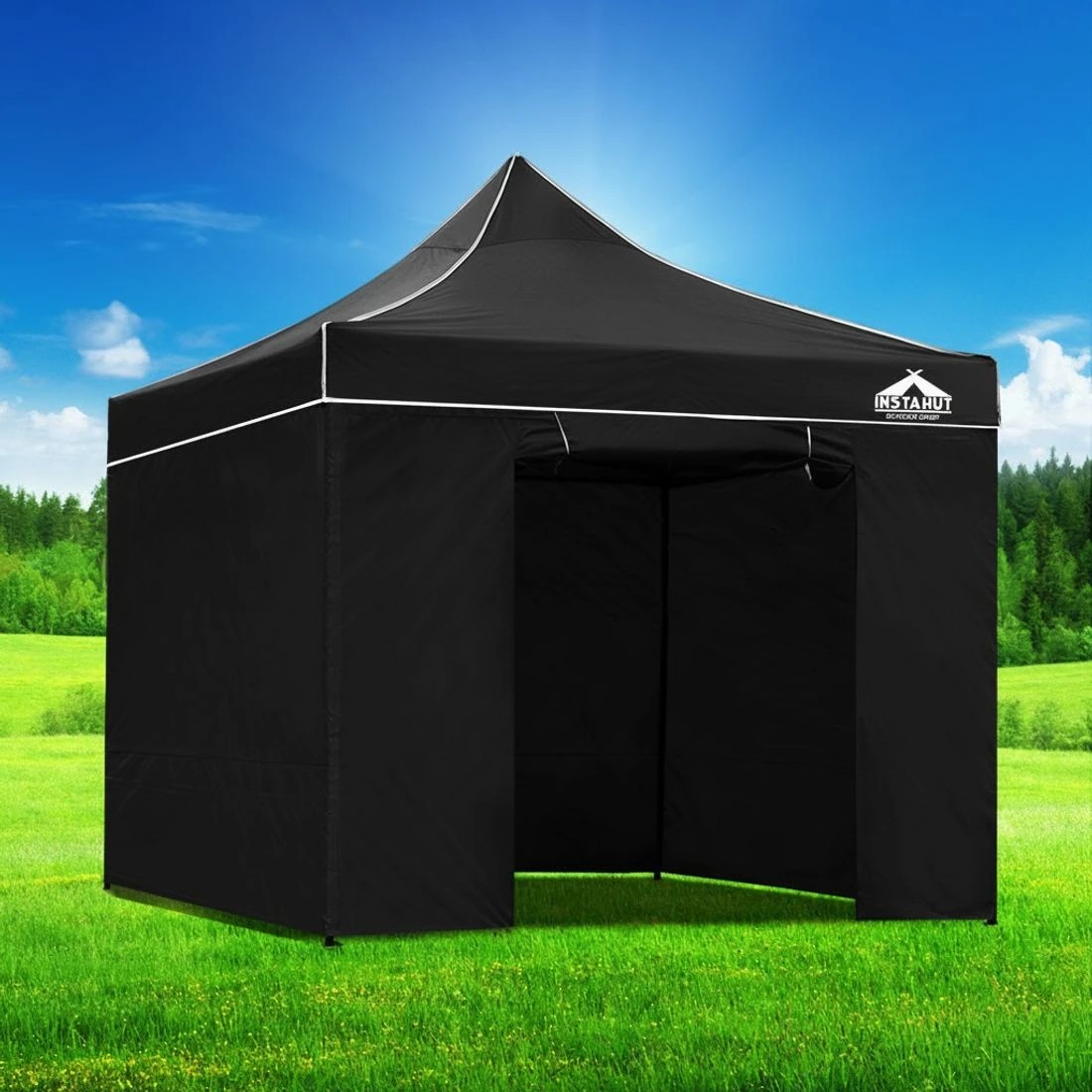 7 Instahut Gazebo 3x3 Pop Up Marquee Folding Tent Wedding Gazebos Camping Outdoor Shade Canopy - Black, 7 of 8