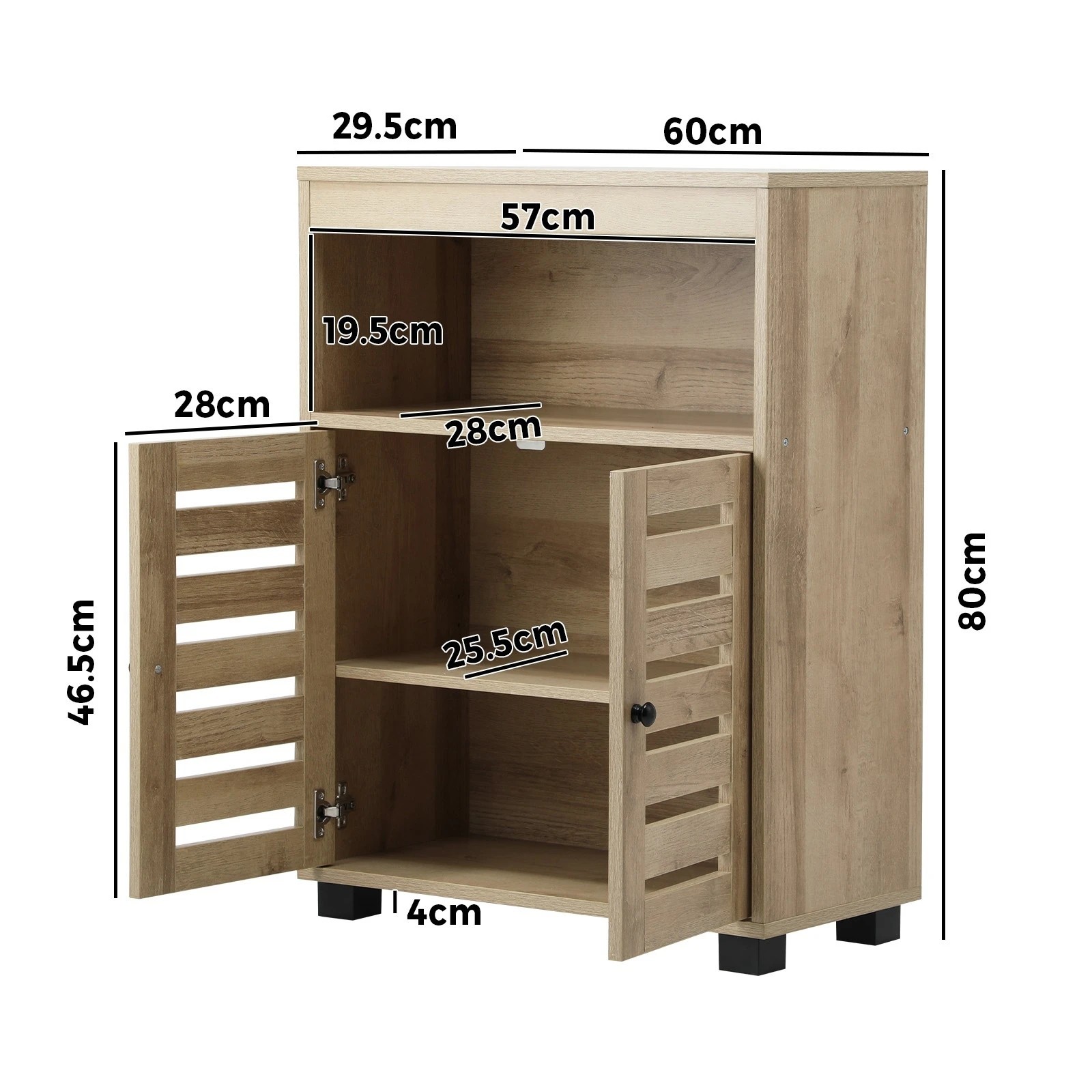 2 Oikiture 2x Buffet Sideboard Storage Cabinet - Natural, 2 of 9