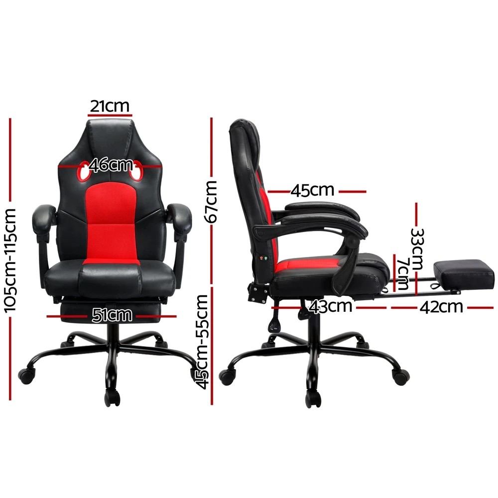 2 Artiss 2 Point Massage Gaming Office Chair PU Leather - Multi, 2 of 5