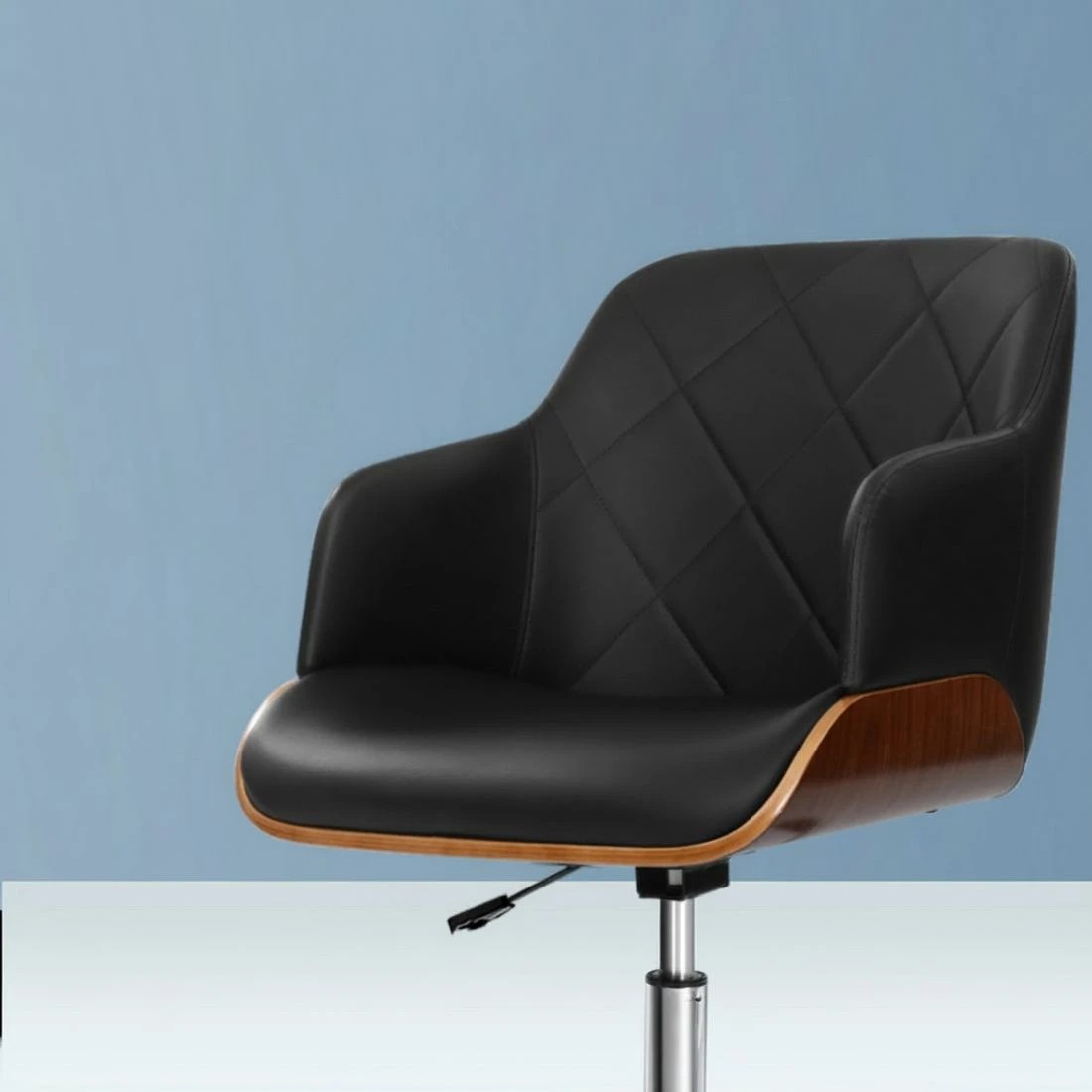 4 Artiss Wooden Office Chair Fabric Seat - Black, 4 of 5