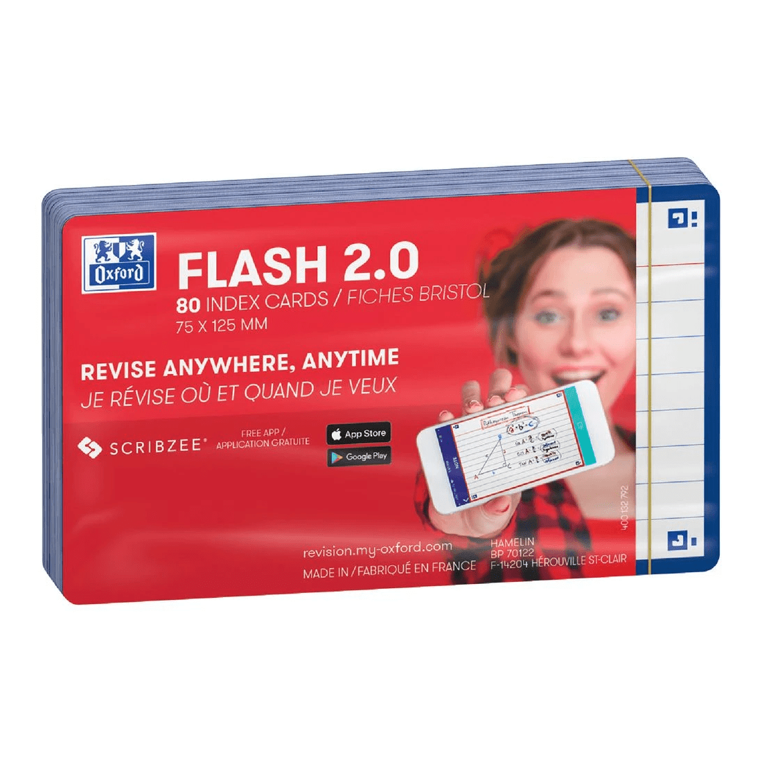 1 Oxford Flash 2.0 Index Cards Ruled 75 x 125mm Navy 80 Pack, 1 of 3