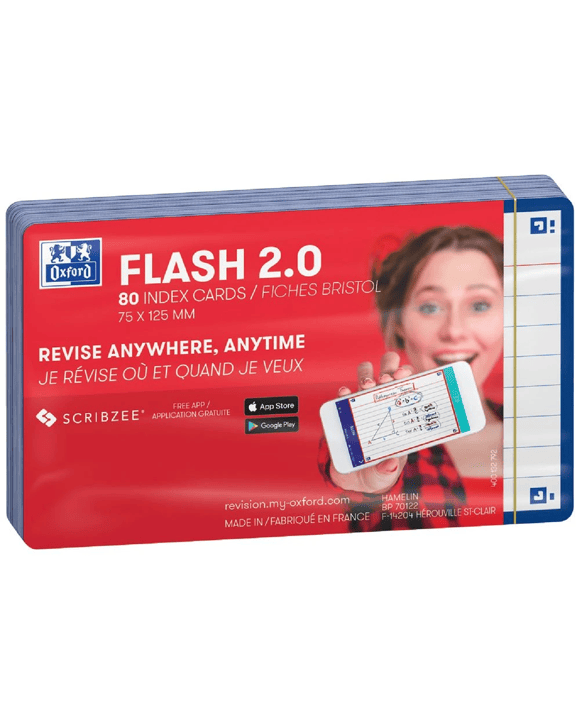 Oxford Flash 2.0 Index Cards Ruled 75 x 125mm Navy 80 Pack
