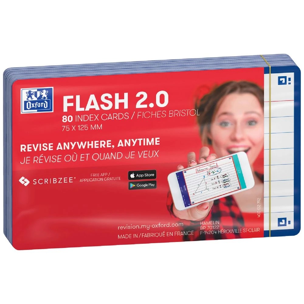 1 Oxford Flash 2.0 Index Cards Ruled 75 x 125mm Navy 80 Pack, 1 of 3