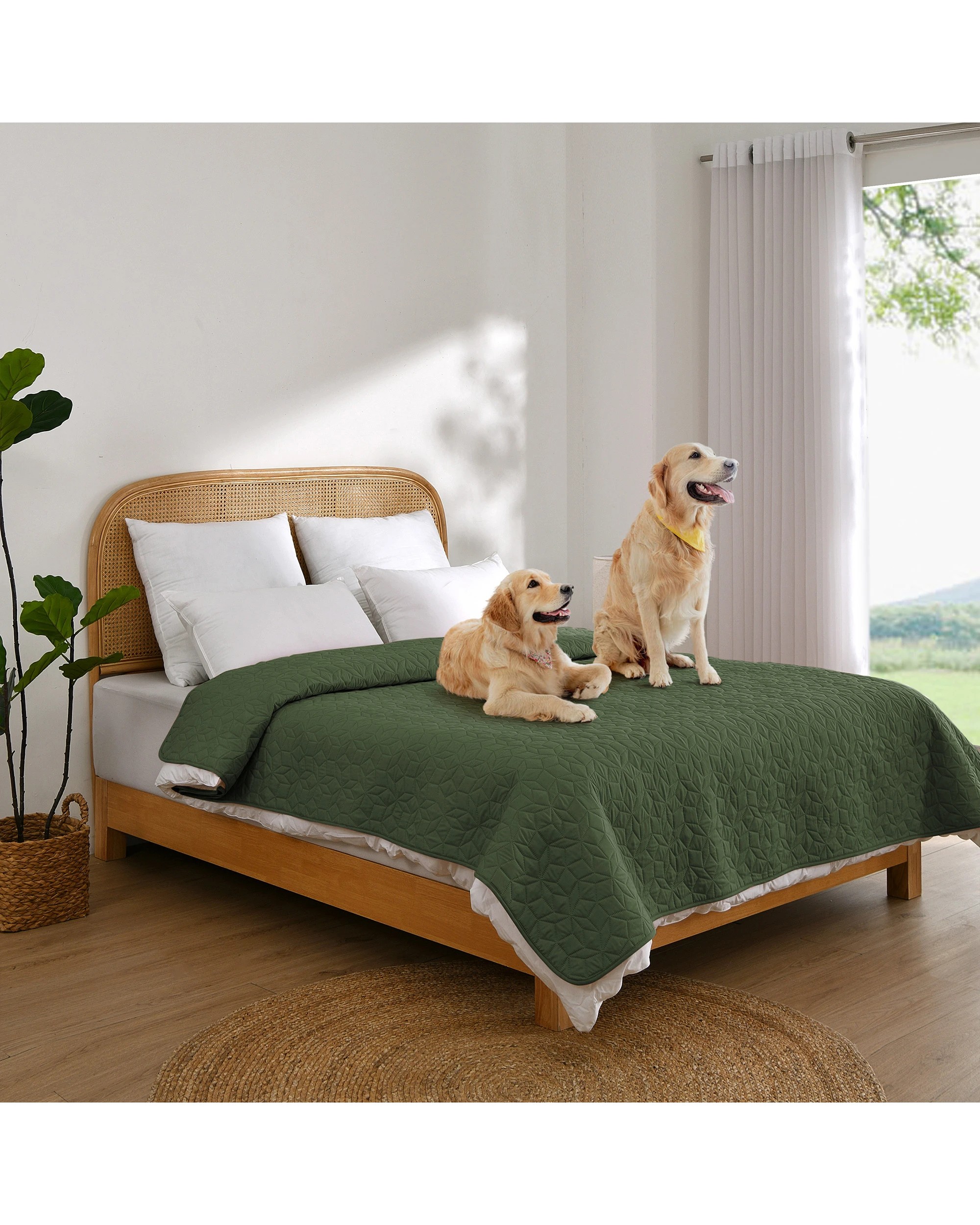 1 Charlie's Sofur Waterproof Dog Bed Cover Protector King/Super King 208x305cm - King/Super King Bed - Olive, 1 of 10
