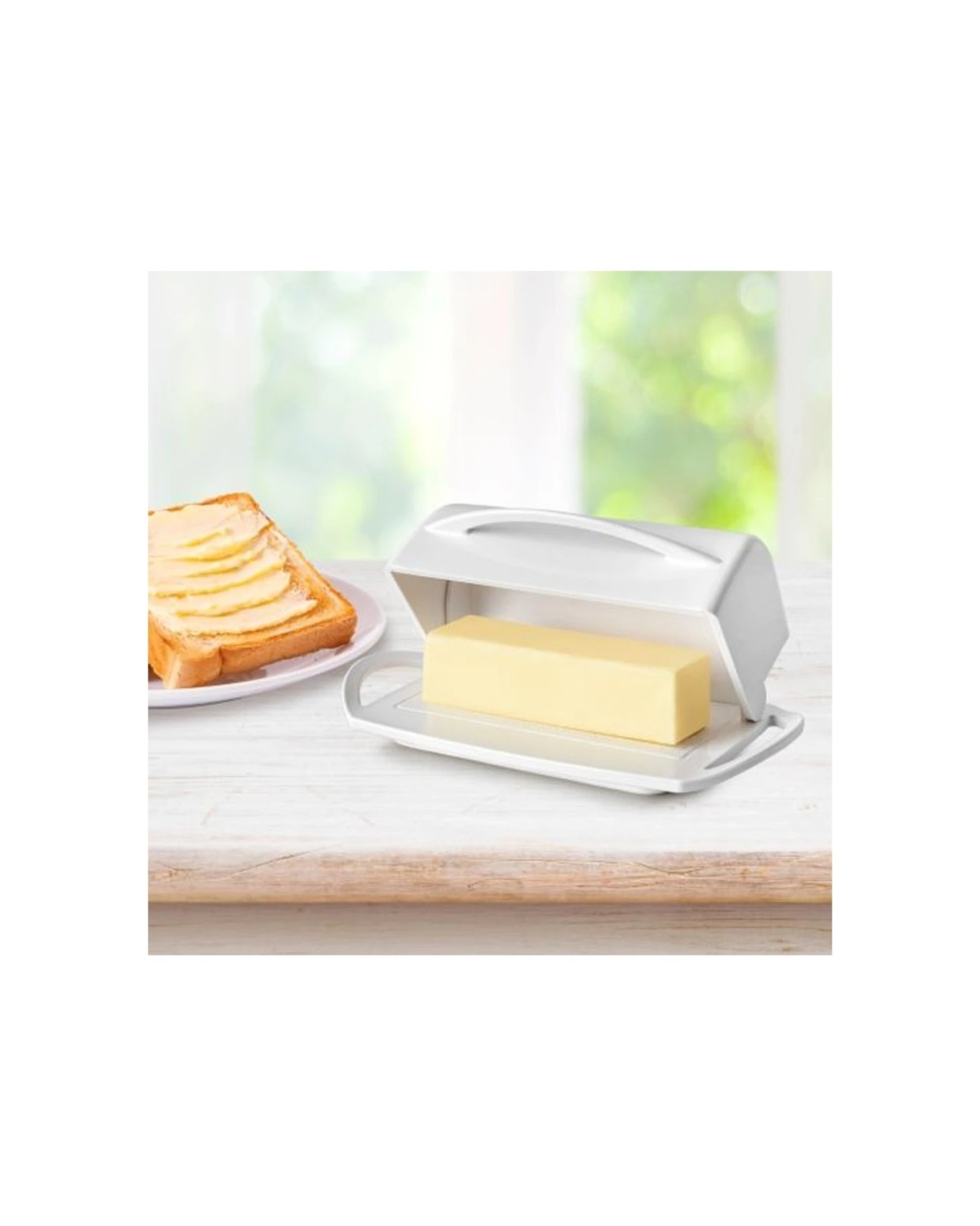 5 Better Dish Butter Container with Lid Butterie Spatula Plastic Tongs Set - White, 5 of 9