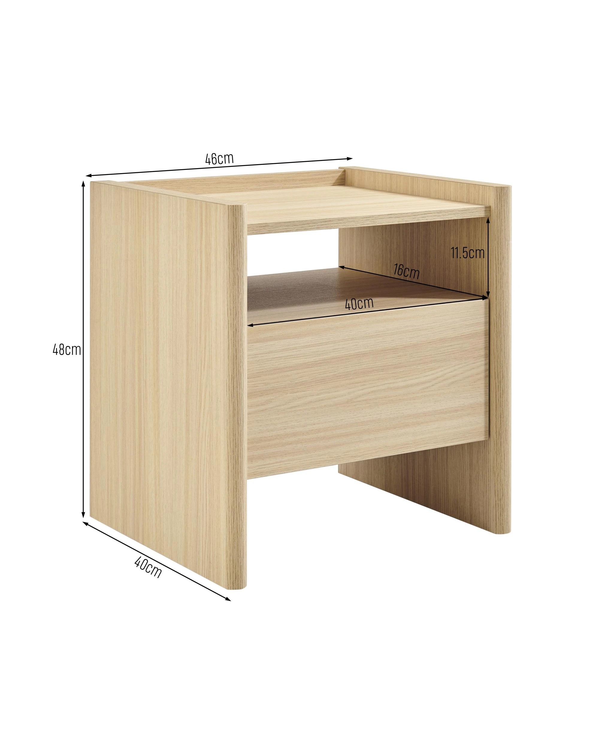 9 Kodu Bedside Unit Nightstand Side Table 1 Drawer Oak - Natural, 9 of 10