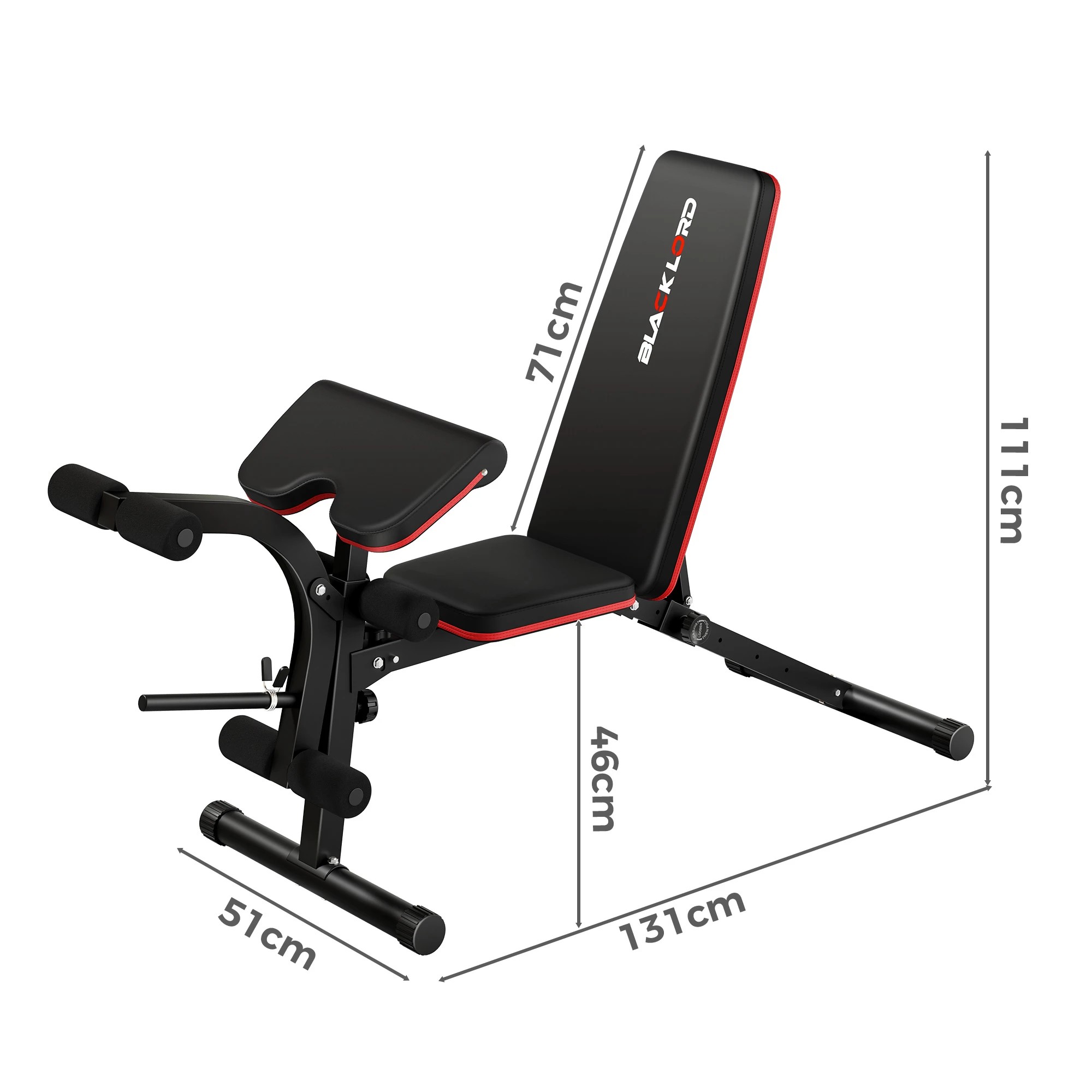 2 Black Lord Weight Bench Adjustable FID Bench Fitness Flat Incline Decline Gym - Black, 2 of 10