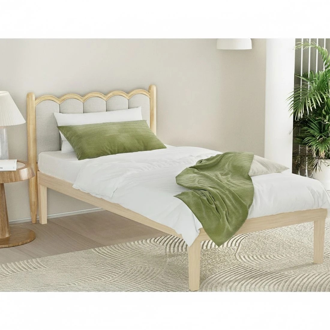 4 Artiss Bed Frame Single Size Wooden Bed Base BRUNO - Natural, 4 of 7