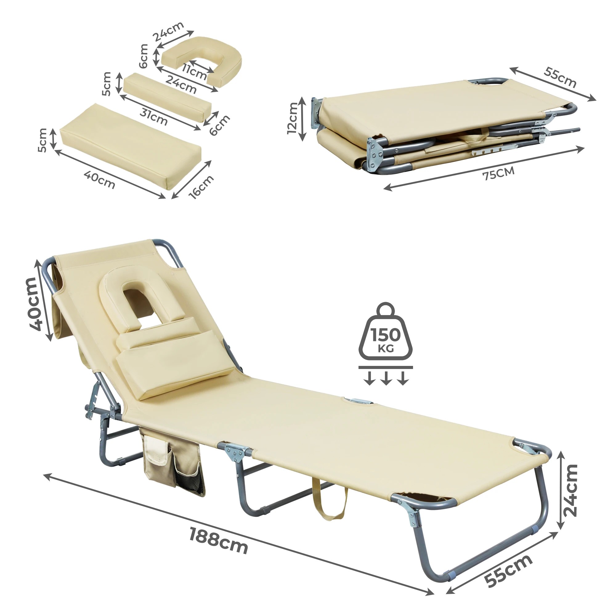 3 Levede Folding Beach Lounge Chair - Natural, 3 of 9