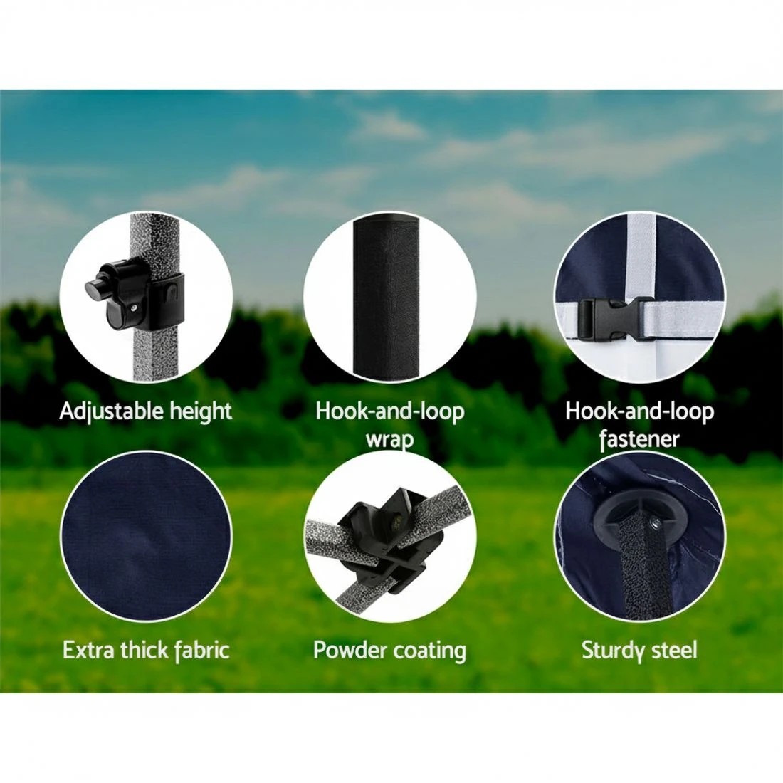 5 Instahut Gazebo Pop Up 3x3m w/Base Podx4 Marquee Folding Outdoor Wedding Camping Tent Shade Canopy - Blue, 5 of 6