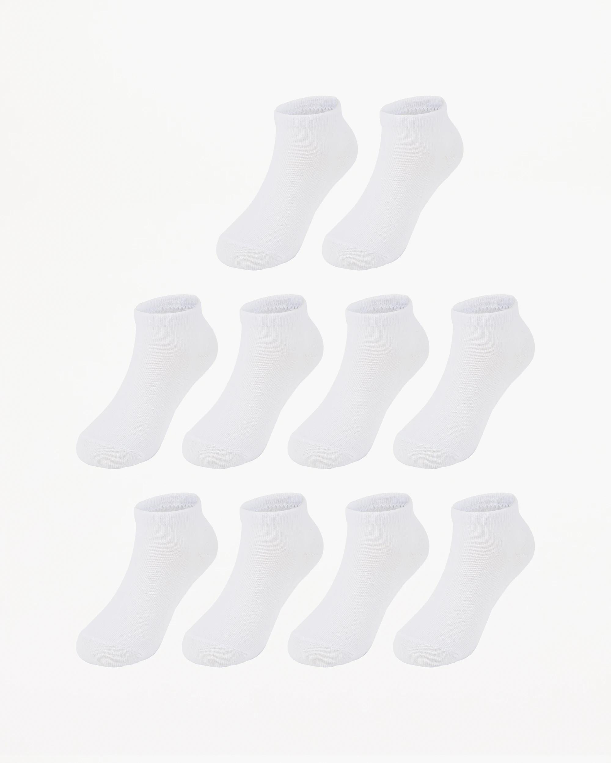 1 10 Pack School Low Cut Socks White, 1 of 3