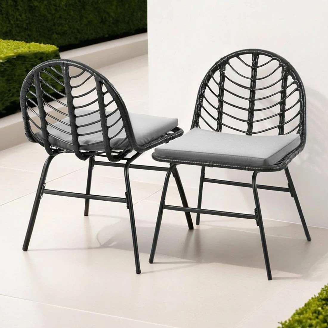 6 Gardeon 2x Outdoor Chairs Dining Chair Lounge Wicker Patio Furniture - Black, 6 of 6