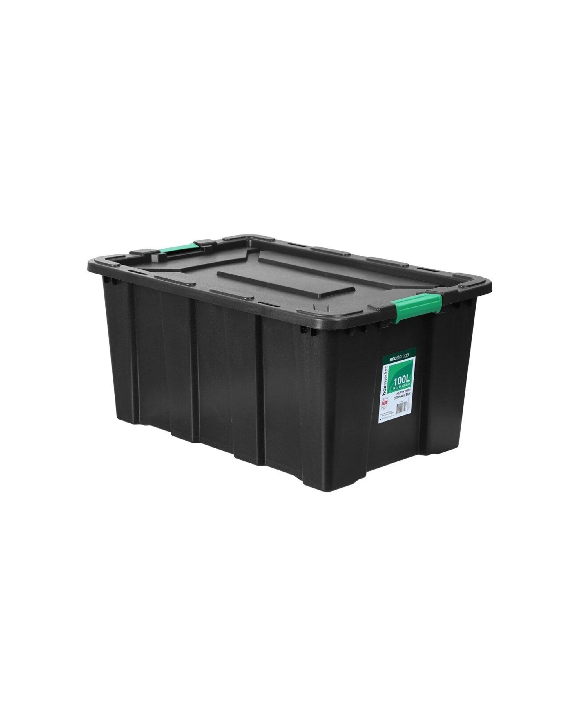 2 Boxsweden 4PK 100 Litre Storage Box Eco Recycled Storage Heavy Duty Storage - Black, 2 of 4
