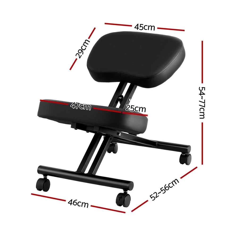 2 Artiss Kneeling Chair Ergonomic Office Chairs Home Knee Seat Posture Stretch Rest - Black, 2 of 6