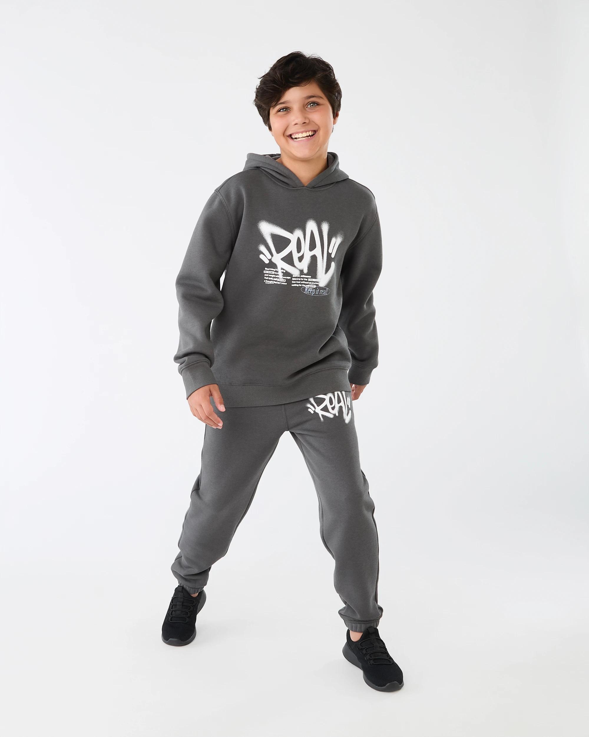 1 Print Hoodie Gry Slogan, 1 of 7