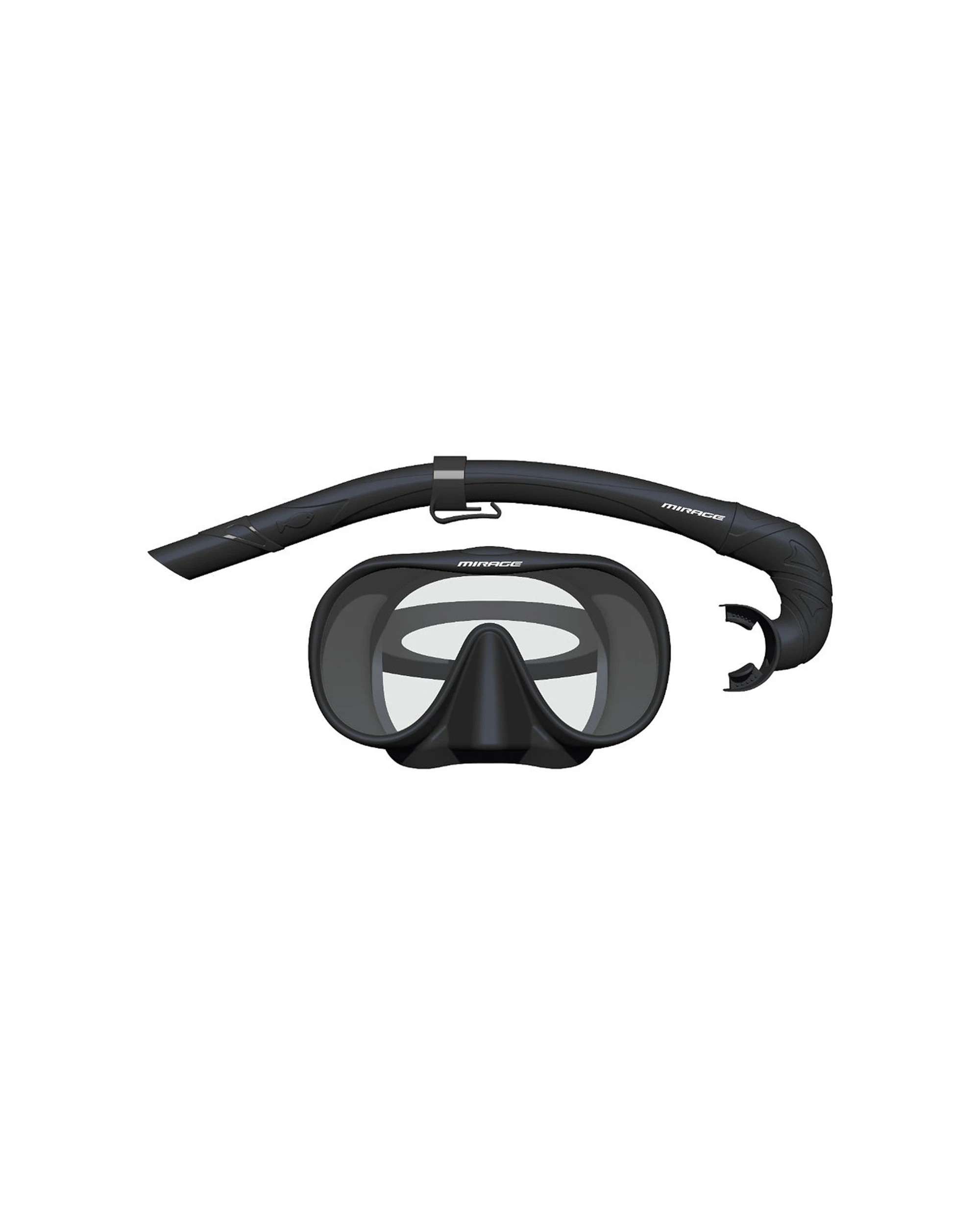 1 Mirage Sunsets Mask And Snorkel Underwater Swimming Set - Black, 1 of 3