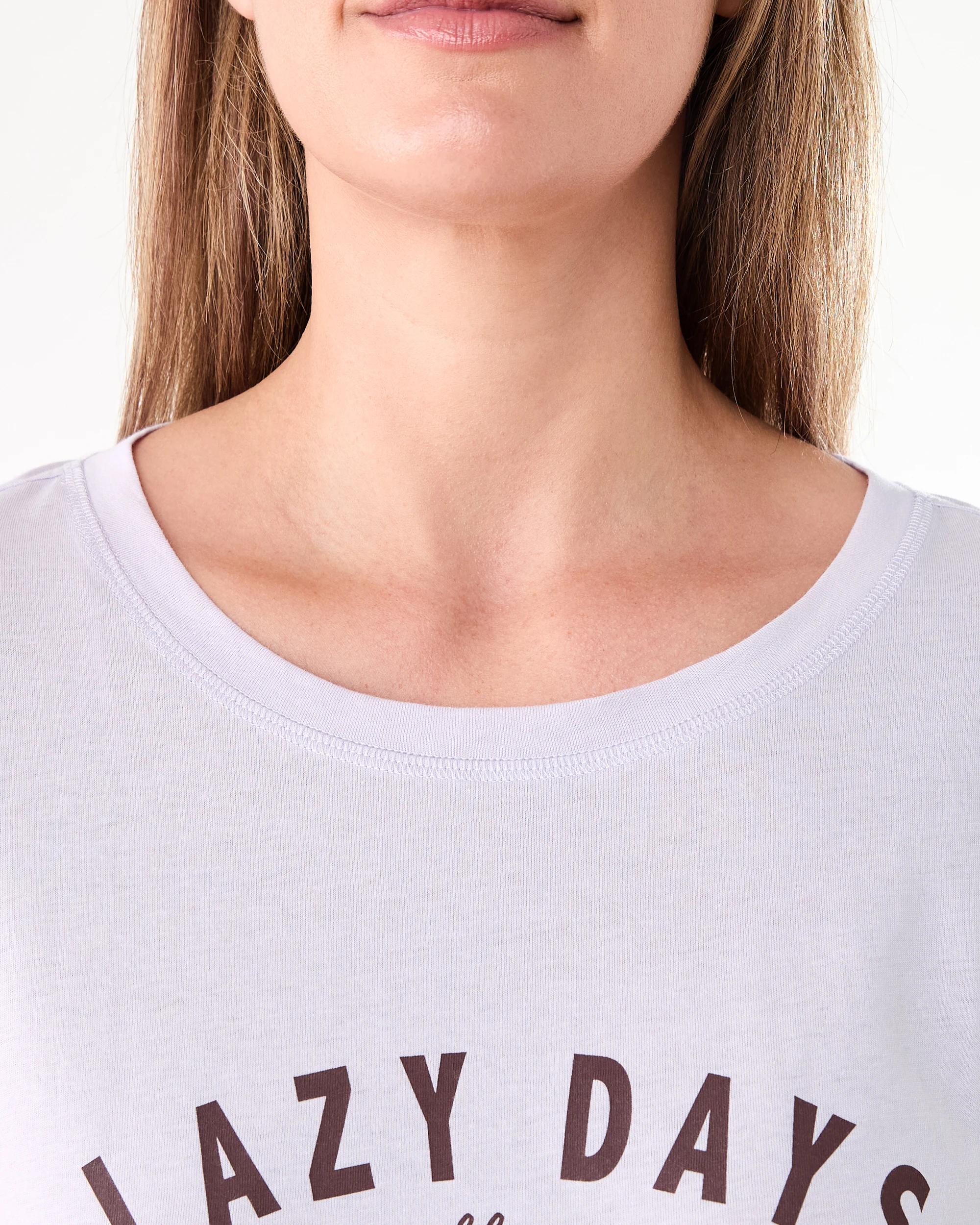 4 Cotton Long Sleeve Print Knit Nightie Lazy Days, 4 of 6