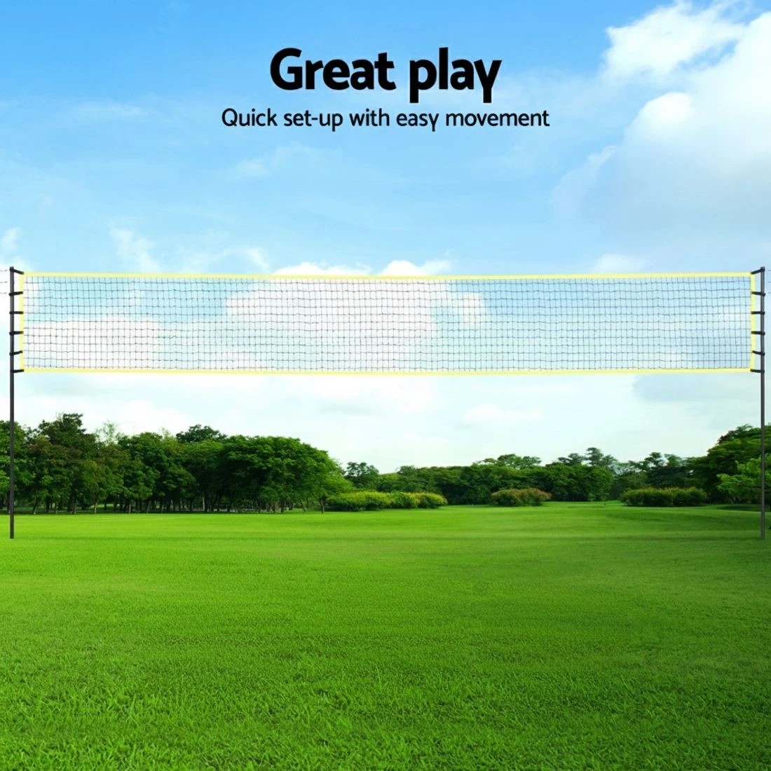 4 Everfit 9M Portable Volleyball Net Set with Ball Boundary Lines Badminton - Yellow, 4 of 6