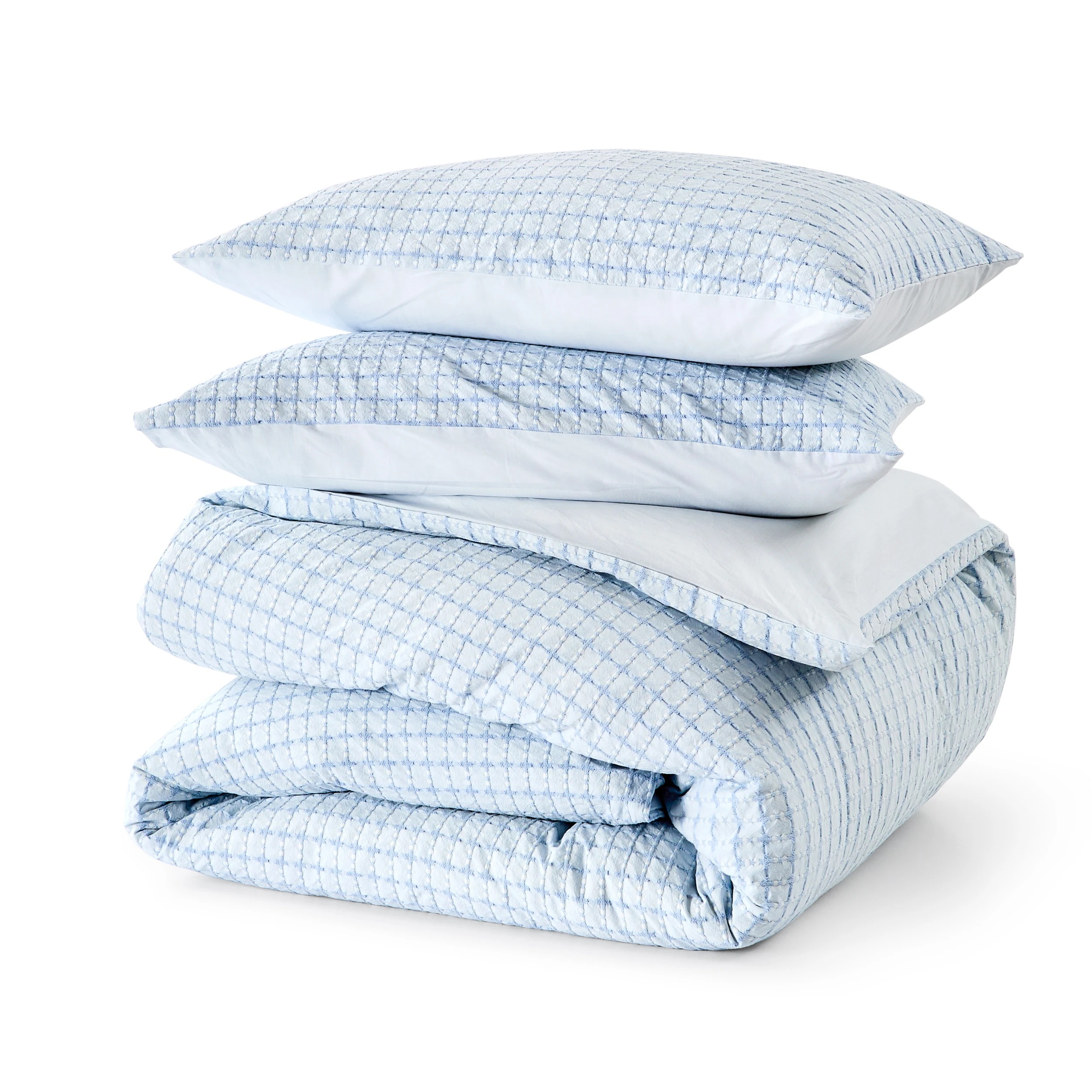5 Stonewashed Cotton Quilt Cover Set - Super King Bed, Blue, 5 of 6