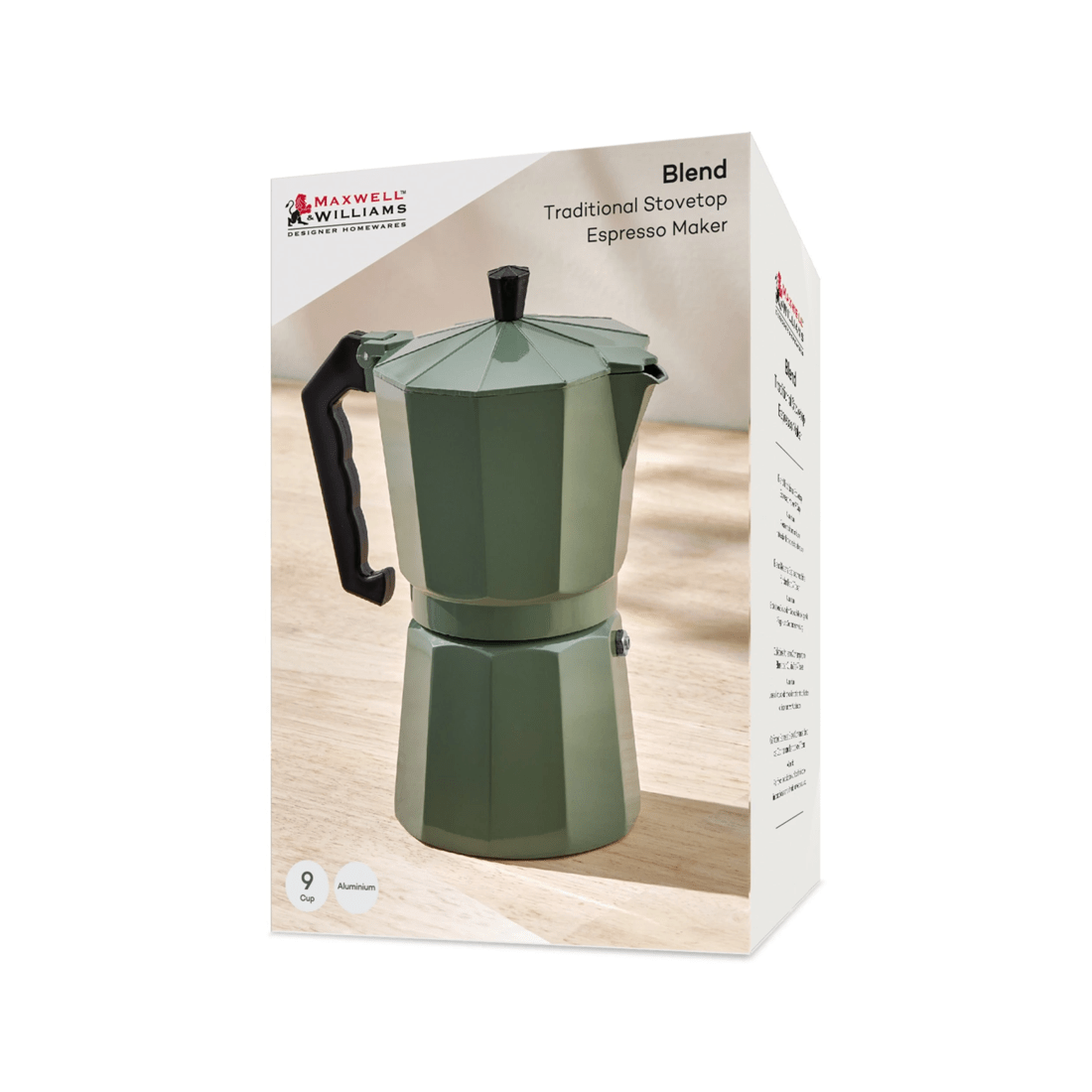 4 Maxwell & Williams 9 Cup Traditional Stovetop Espresso Maker Coffee Maker
 - Silver, 4 of 4