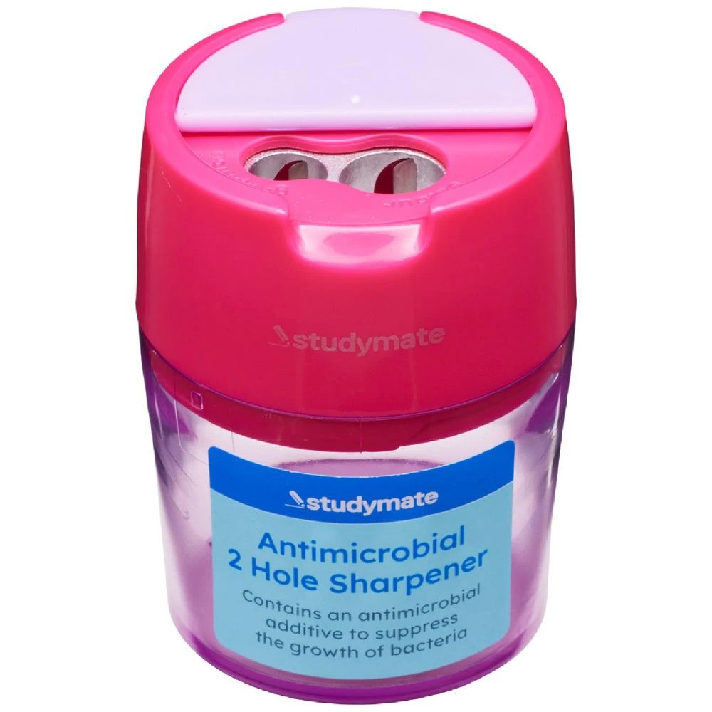 2 Studymate Barrel 2 Hole Sharpener Pink and Purple, 2 of 2
