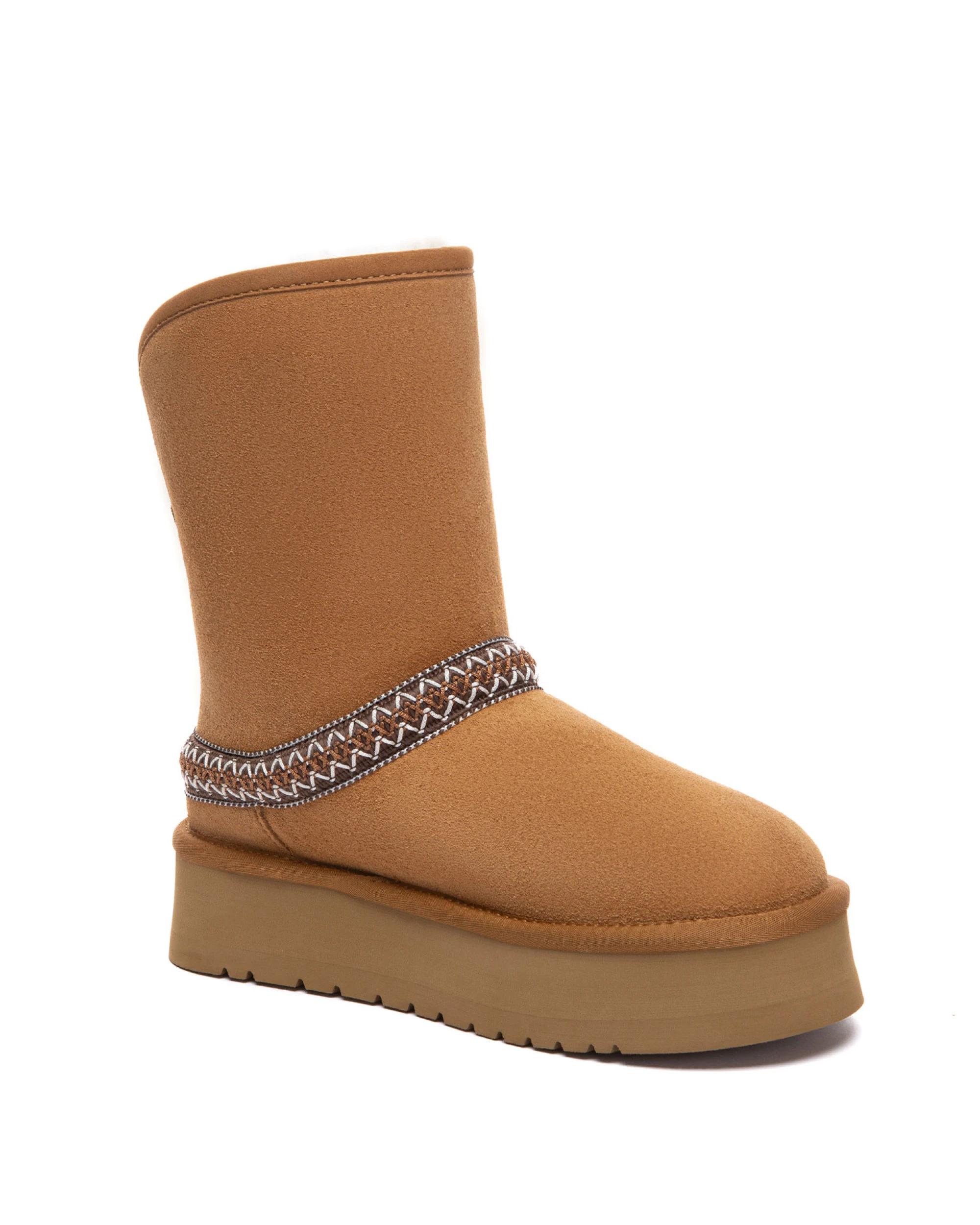2 Australian Shepherd UGG Fayle Short Knitted Platform Boots CHESTNUT, 2 of 5